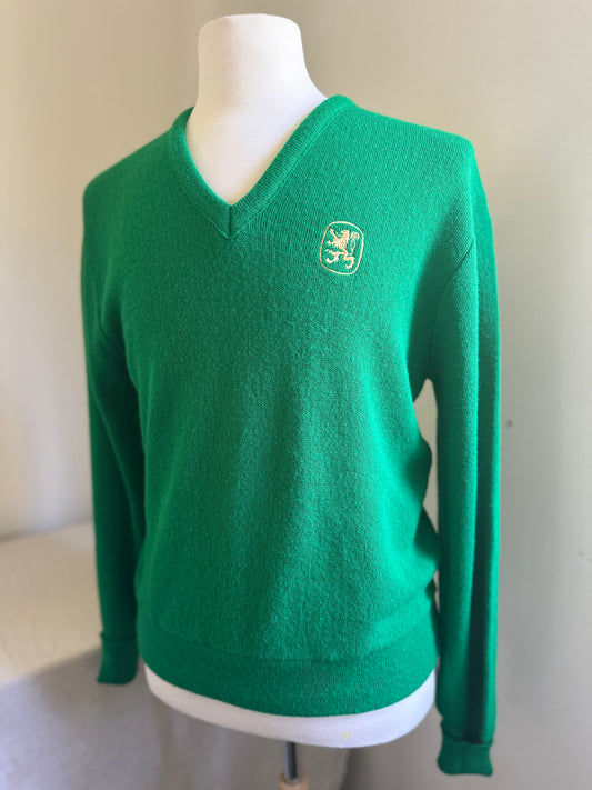 Vantage Kelly Green V-Neck Golf Sweater
