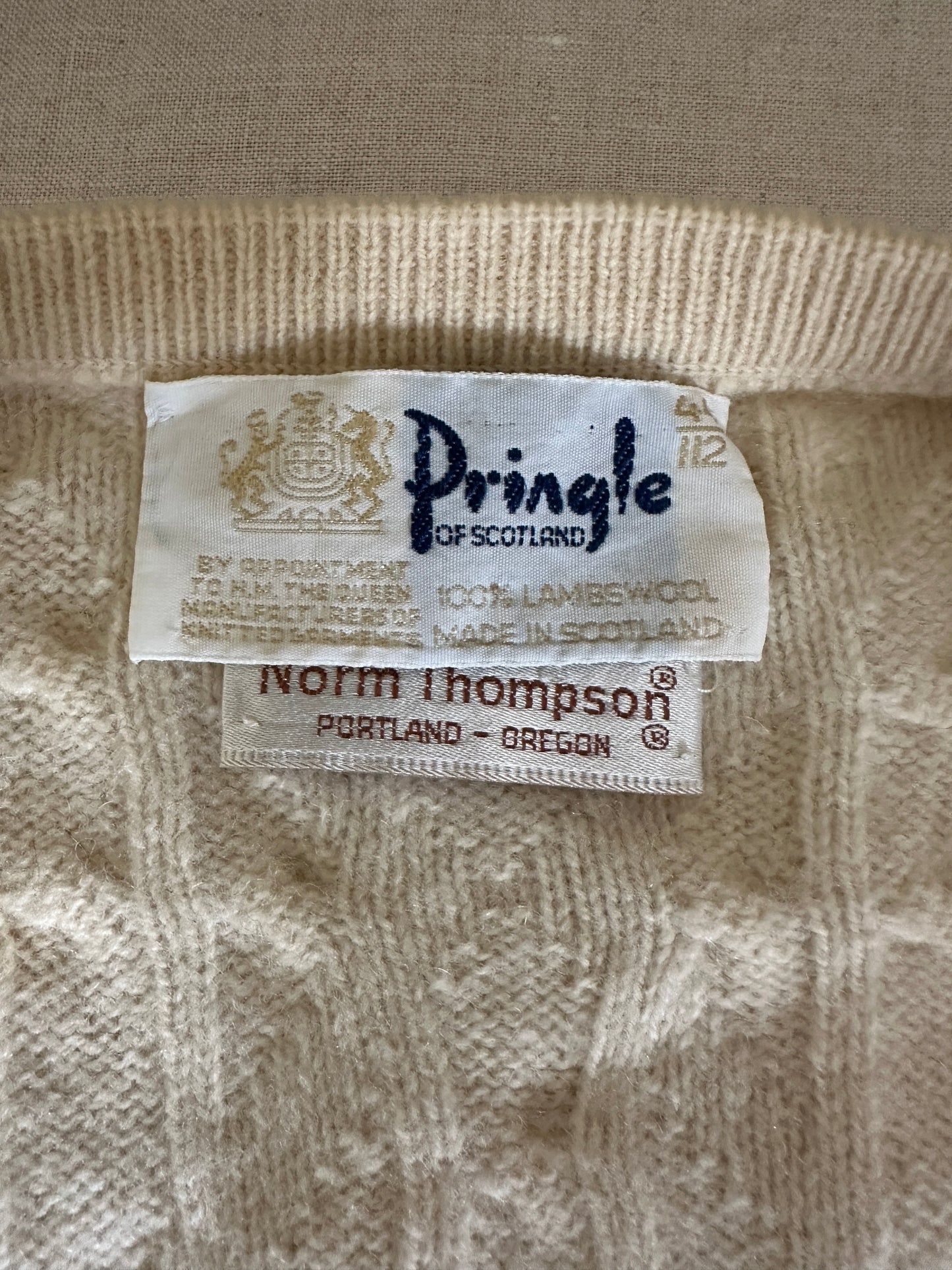 Pringle of Scotland Cream Wool V-Neck Sweater