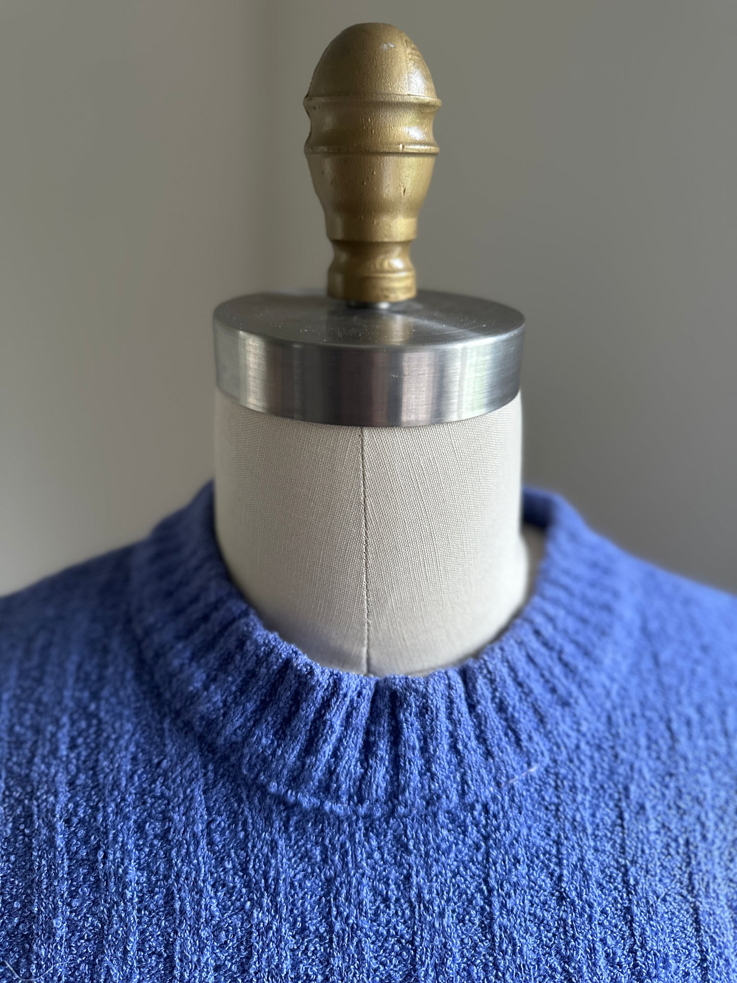 Purple Boucle Crewneck Sweater with Zip Pockets