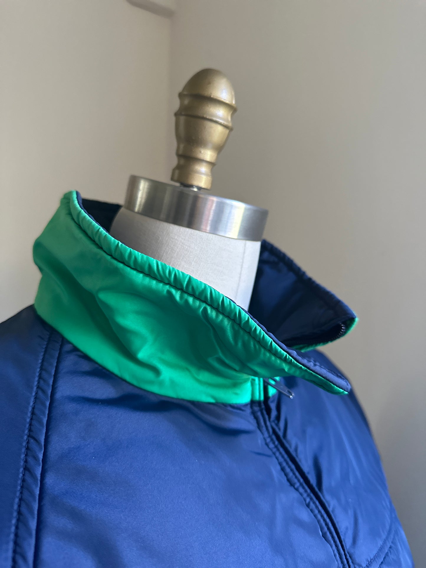 Alpine Designs Navy Blue with Green/Yellow Goose Down Ski Jacket