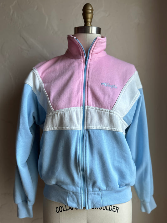 Dolphin Zip Up Baby Pink/Blue Sweatshirt