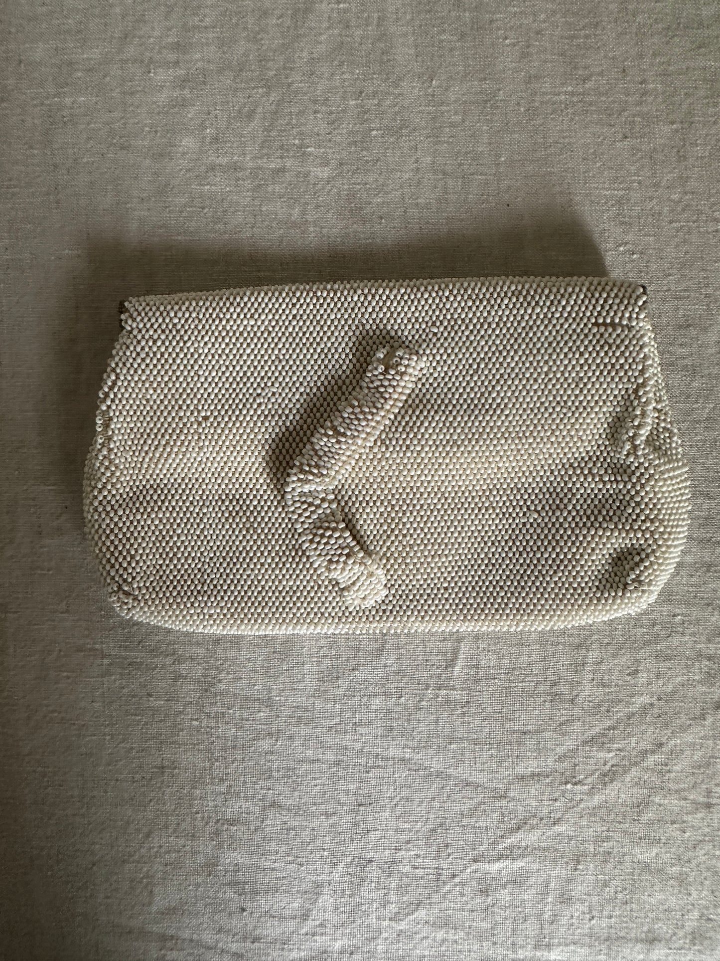 Cream Beaded Belt Bag