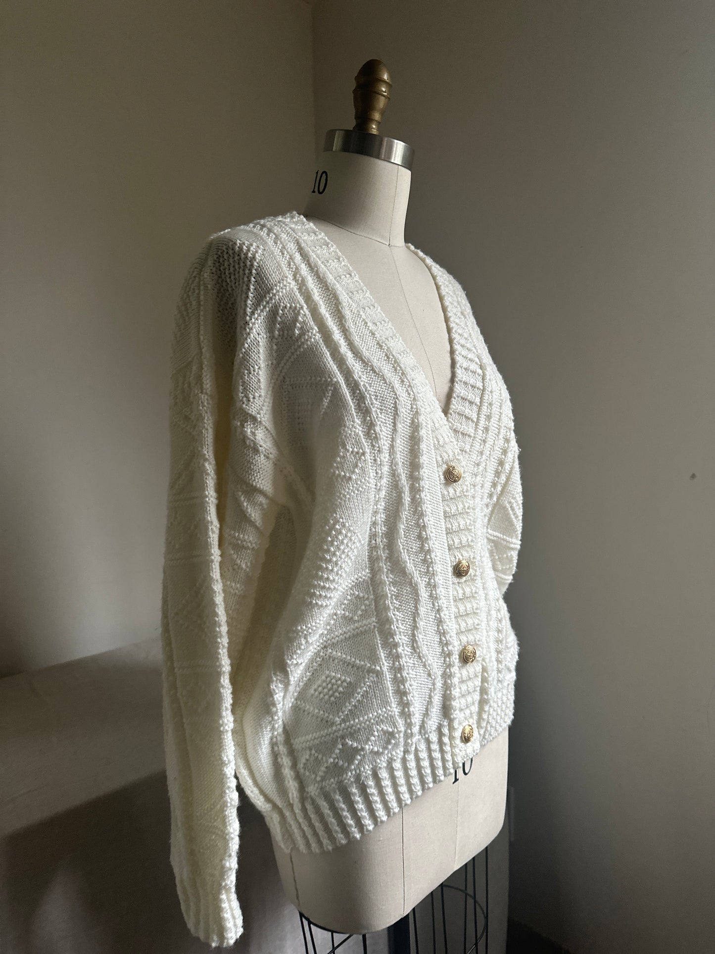 Cuddle Knit Cream Button Up Cardigan Sweater