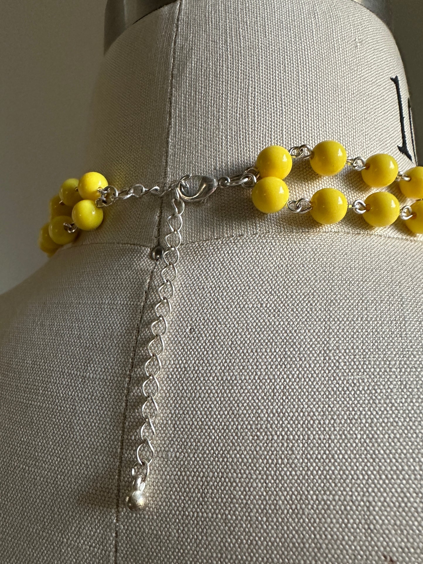 Yellow Bubble Double-Strand Necklace, Bracelet and Earrings