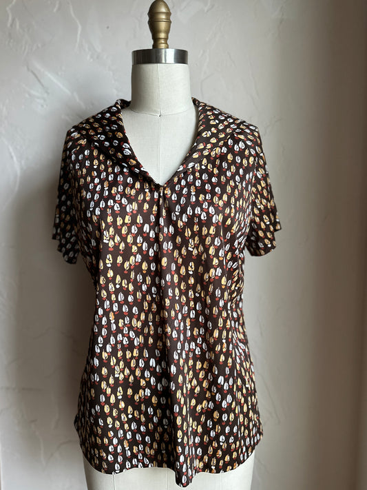 Rejoice! Chocolate Brown Wide Collared Leisure Shirt