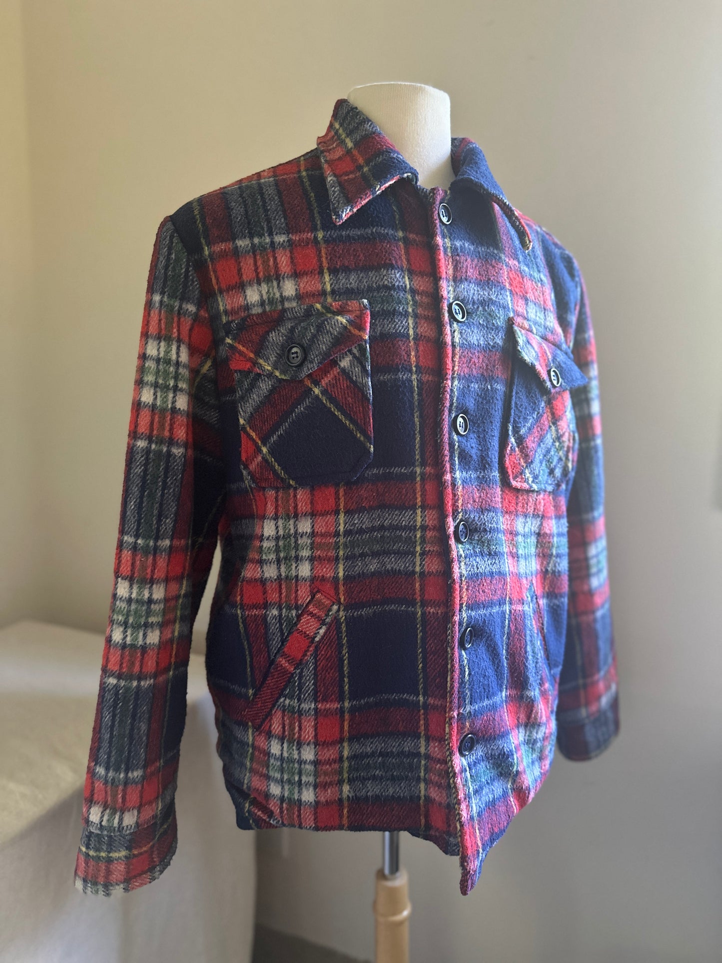 Zayre Blue & Red Plaid Wool Lined Jacket