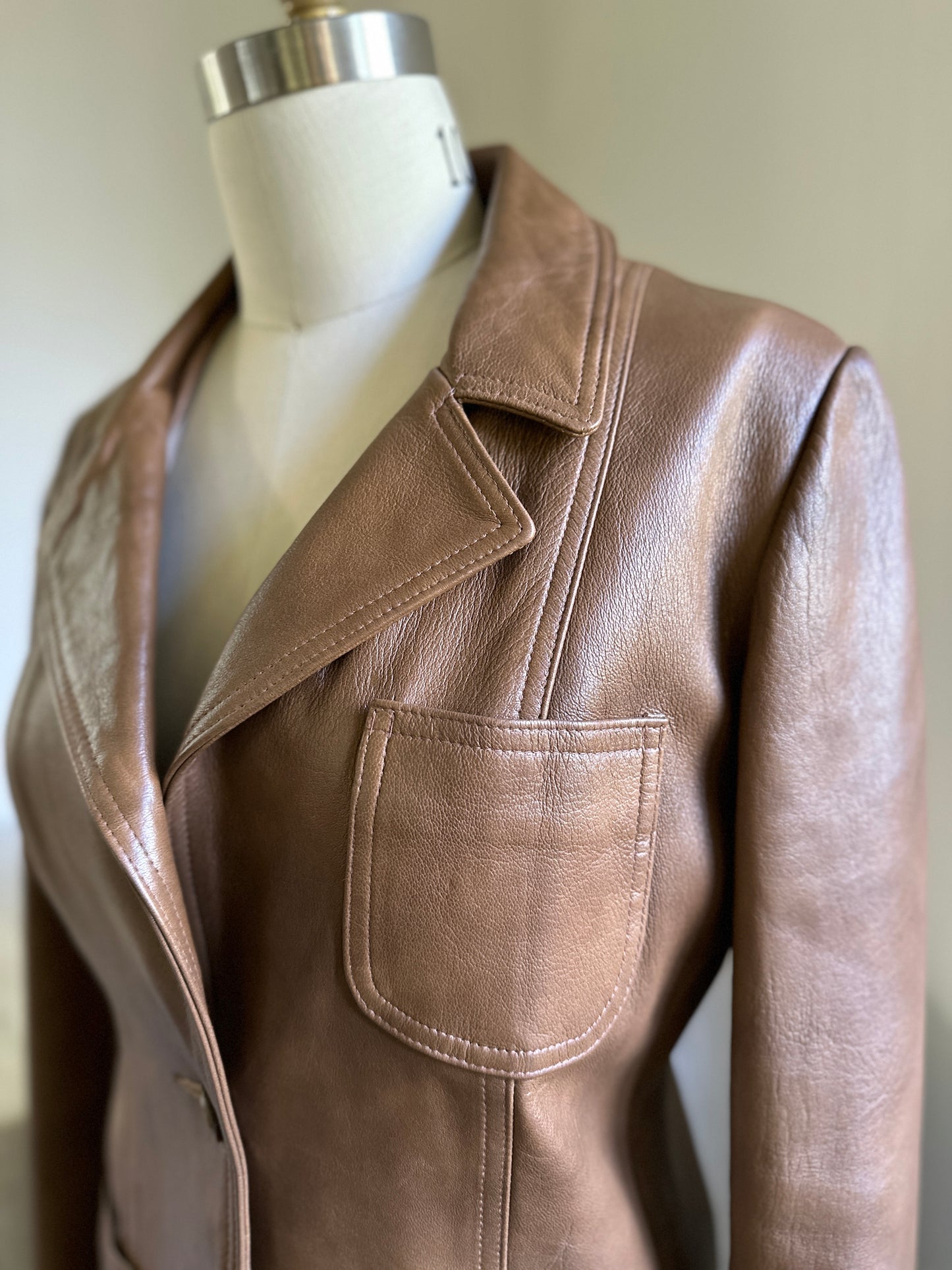 Leathers By New England Tan Button Up Jacket