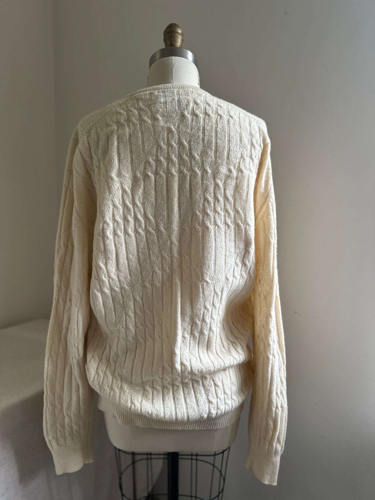 Pringle of Scotland Cream Wool V-Neck Sweater