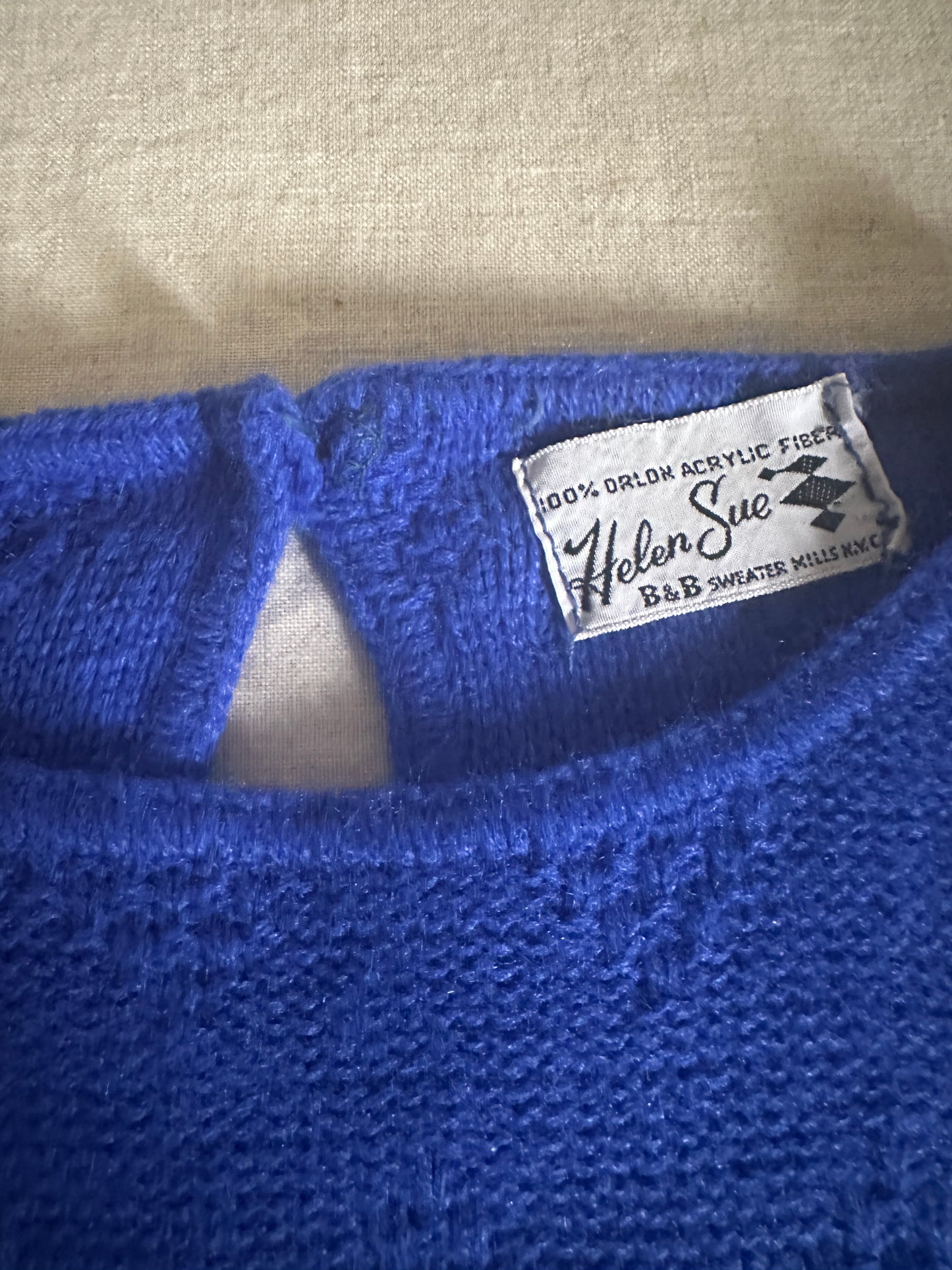 "Helen Sue" Blue Textured Sleeveless Sweater