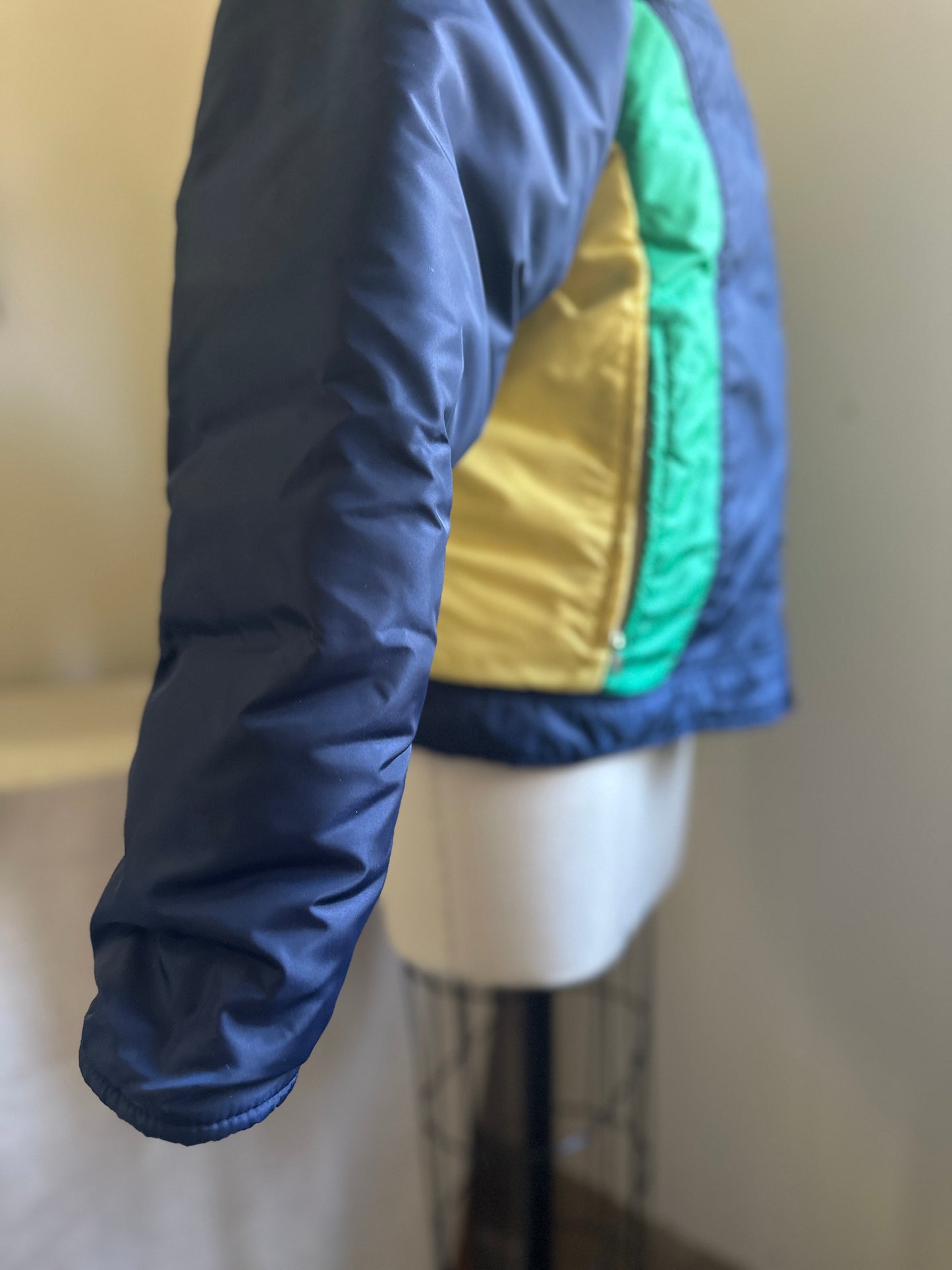 Alpine Designs Navy Blue with Green/Yellow Goose Down Ski Jacket