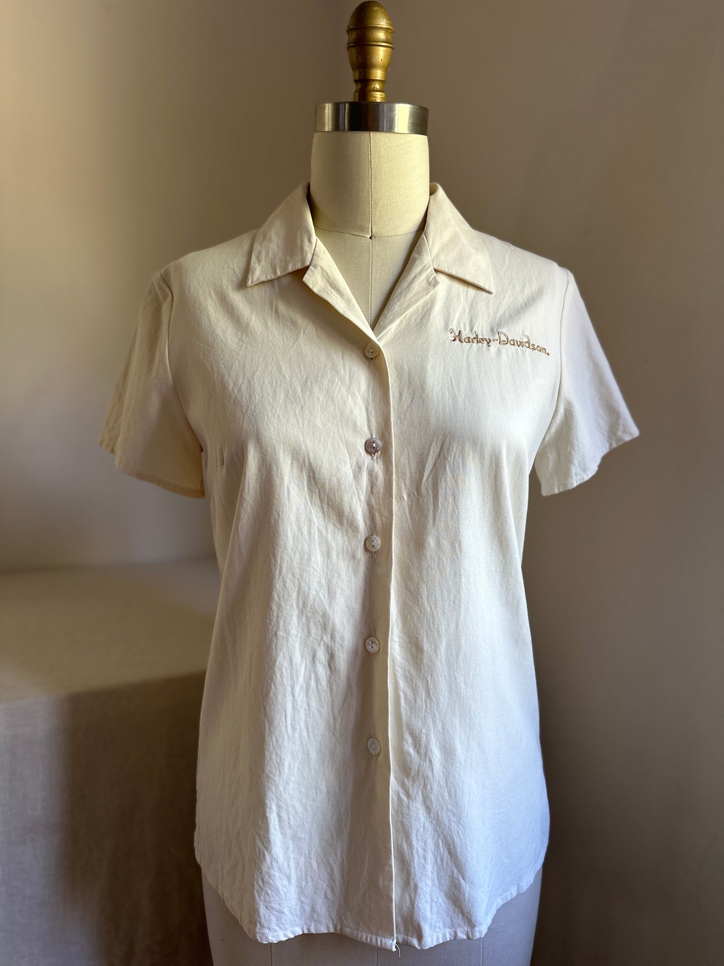Sexy Santa Harley Davidson Cream Silk Shirt