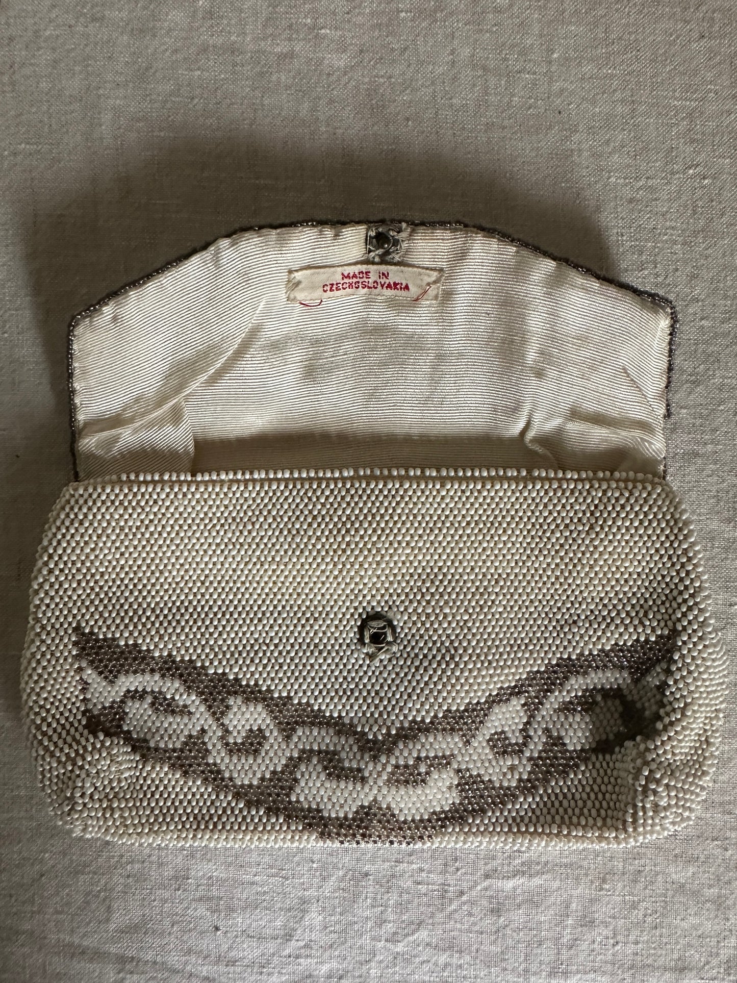 Cream Beaded Belt Bag