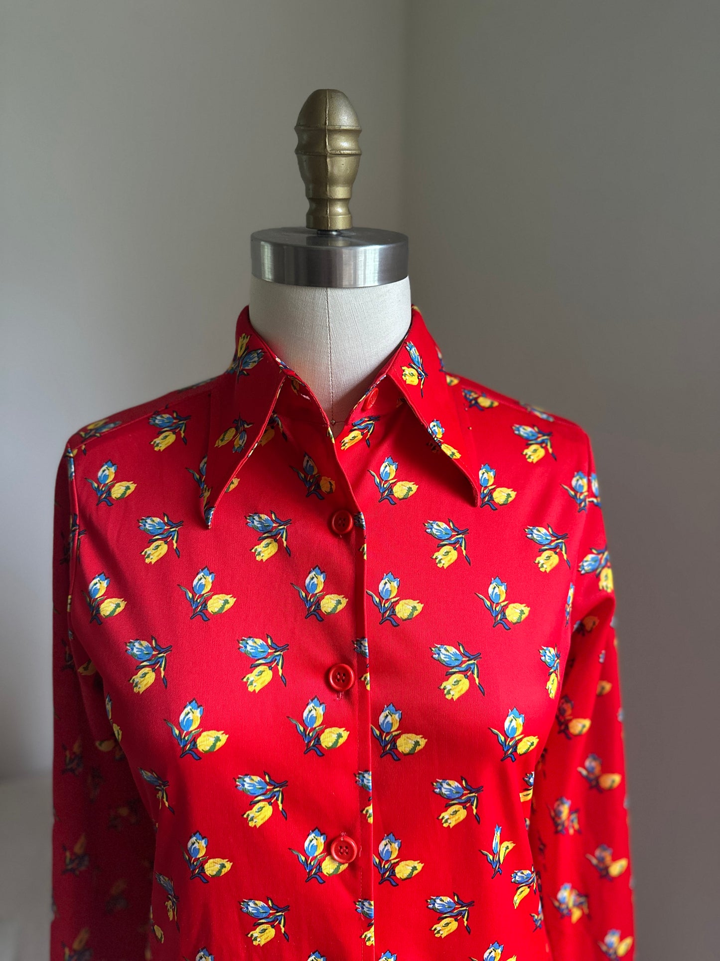 Contessa Red and Yellow Flowered Dress Shirt