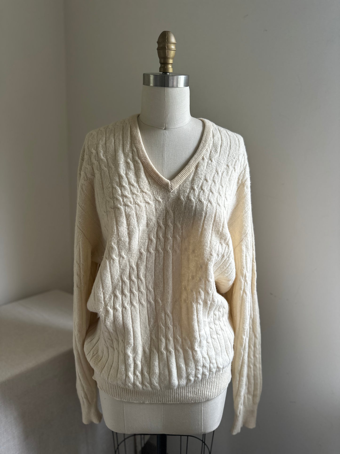 Pringle of Scotland Cream Wool V-Neck Sweater