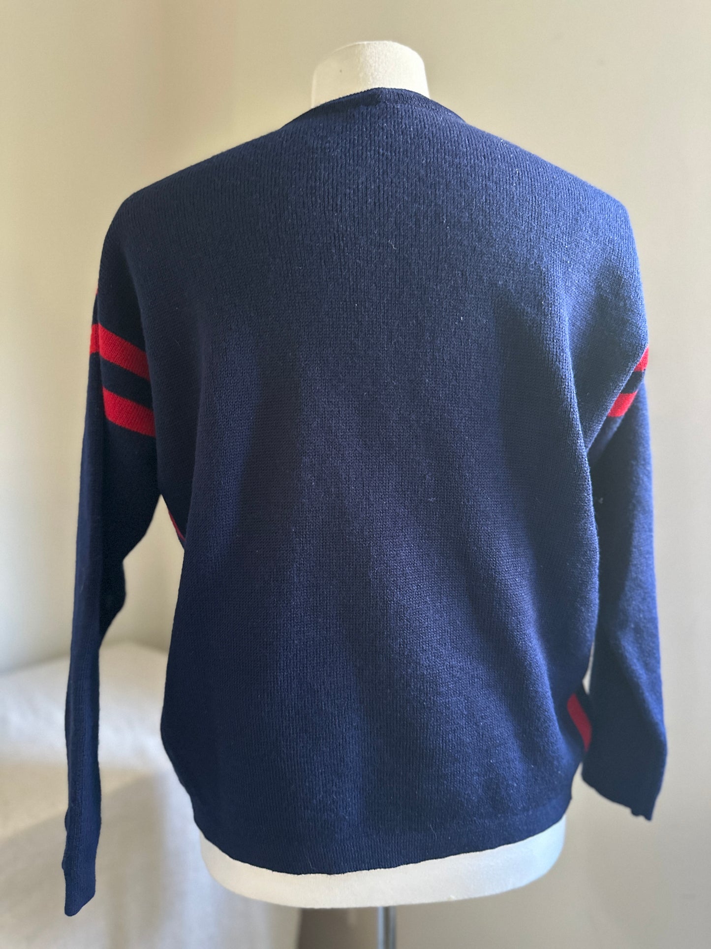 Meister Knit Navy Blue and Red Ski Sweater