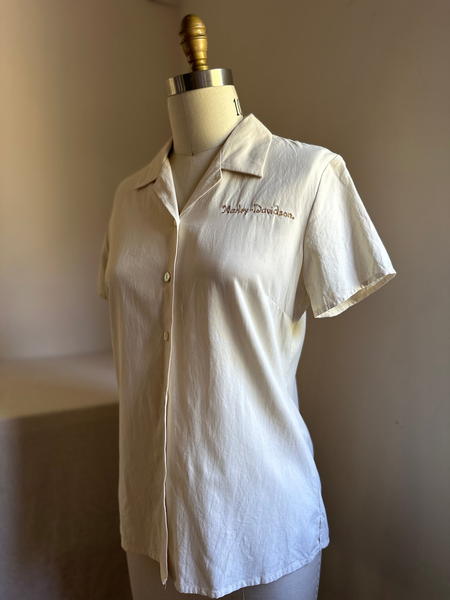 Sexy Santa Harley Davidson Cream Silk Shirt