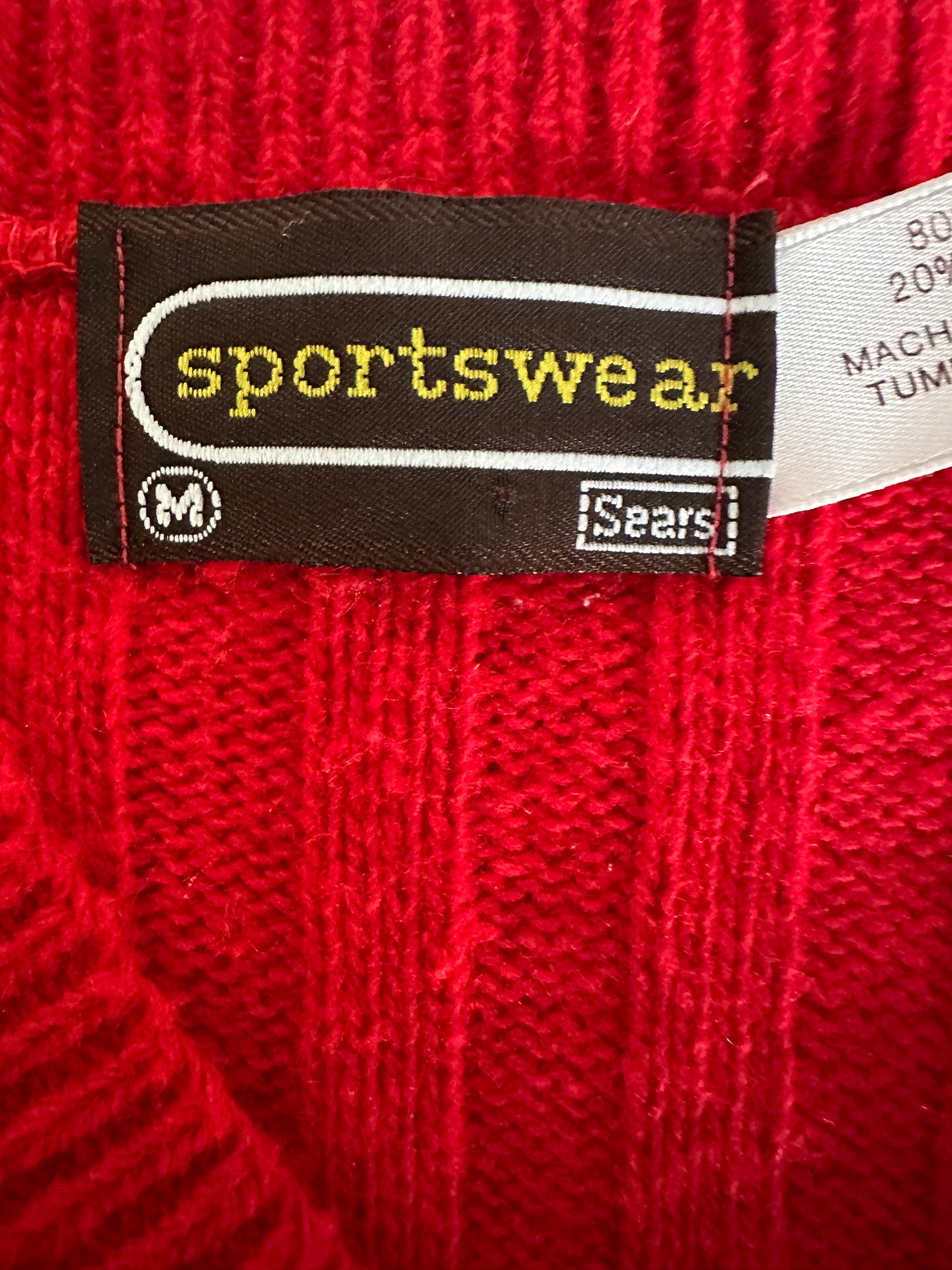Sears Sportswear Poppin' Red Knit V- Neck Vest