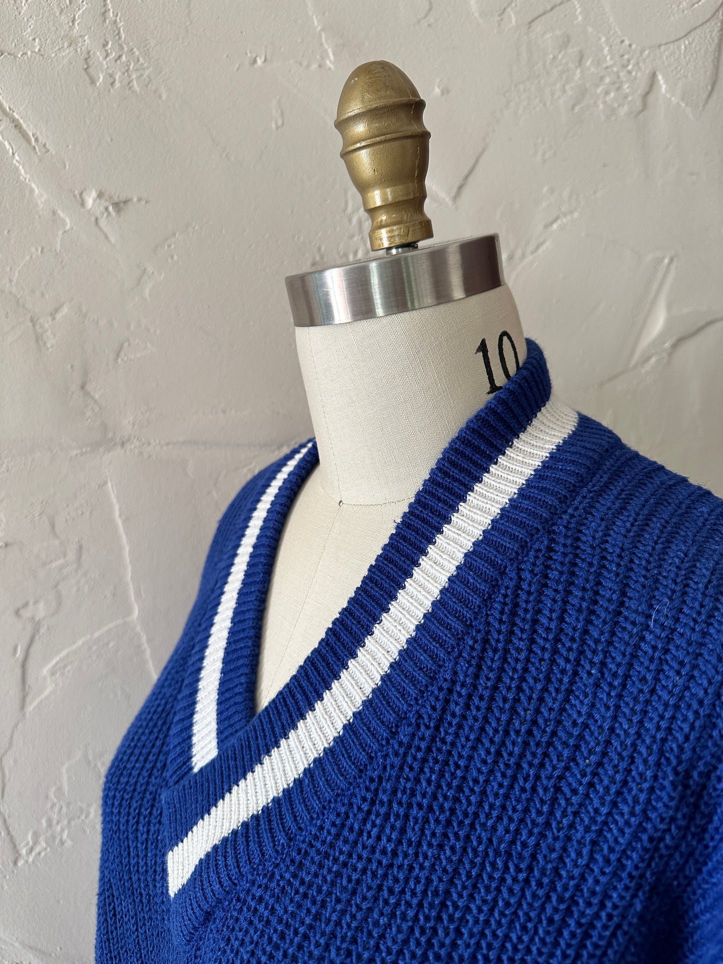 Cobalt Blue V-neck Short Sleeved Sweater