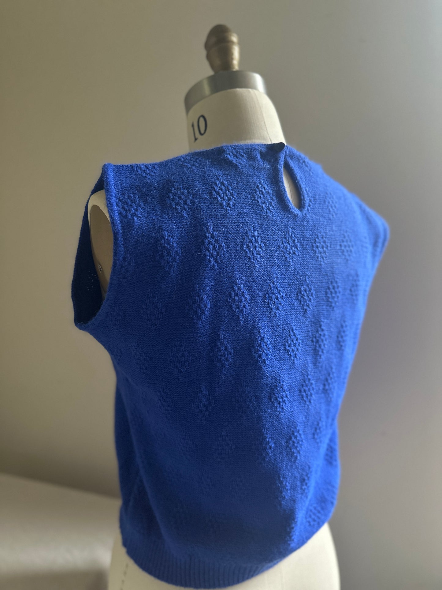 "Helen Sue" Blue Textured Sleeveless Sweater
