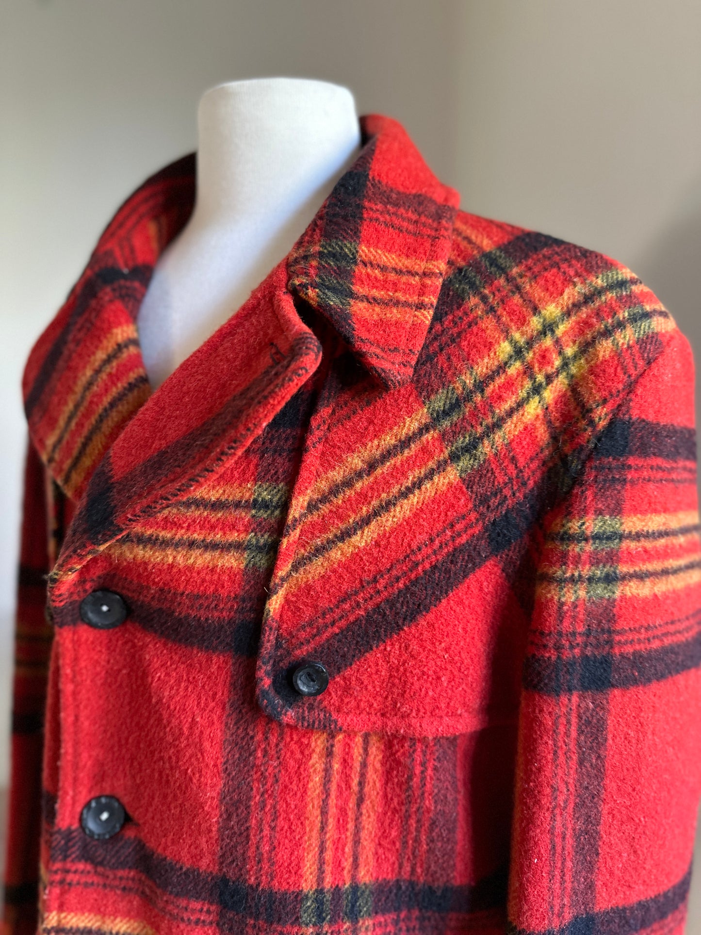 Manhandlers Wool Plaid Button Up Jacket
