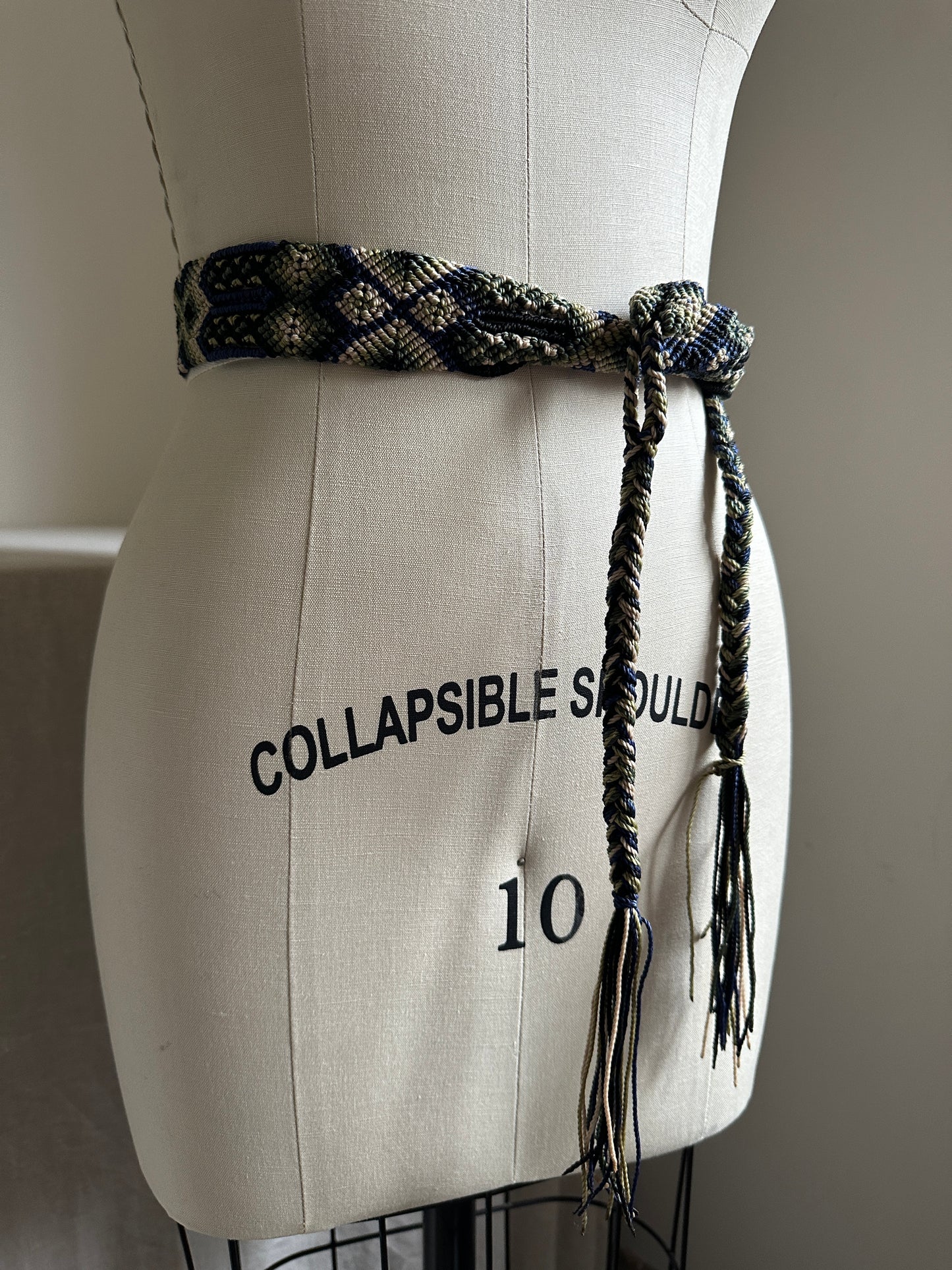 Navy and Beige Woven Belt