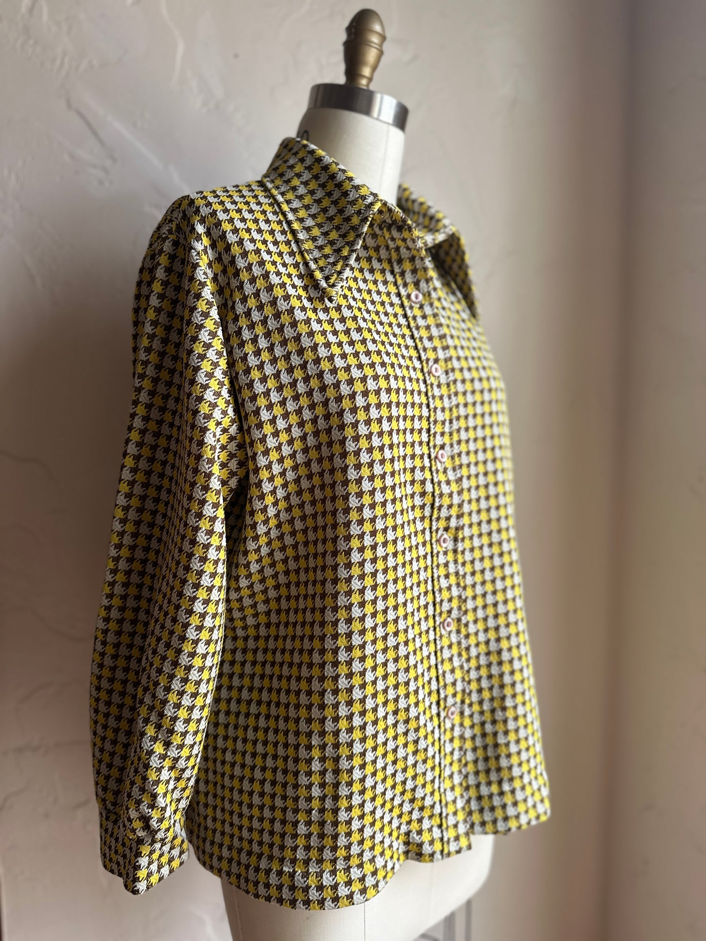 Lady Jane Colby Yellow Houndstooth Blouse