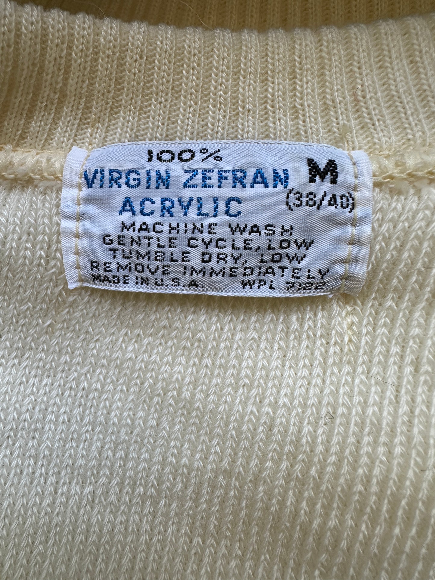 Cream V-Neck Acrylic Sweater