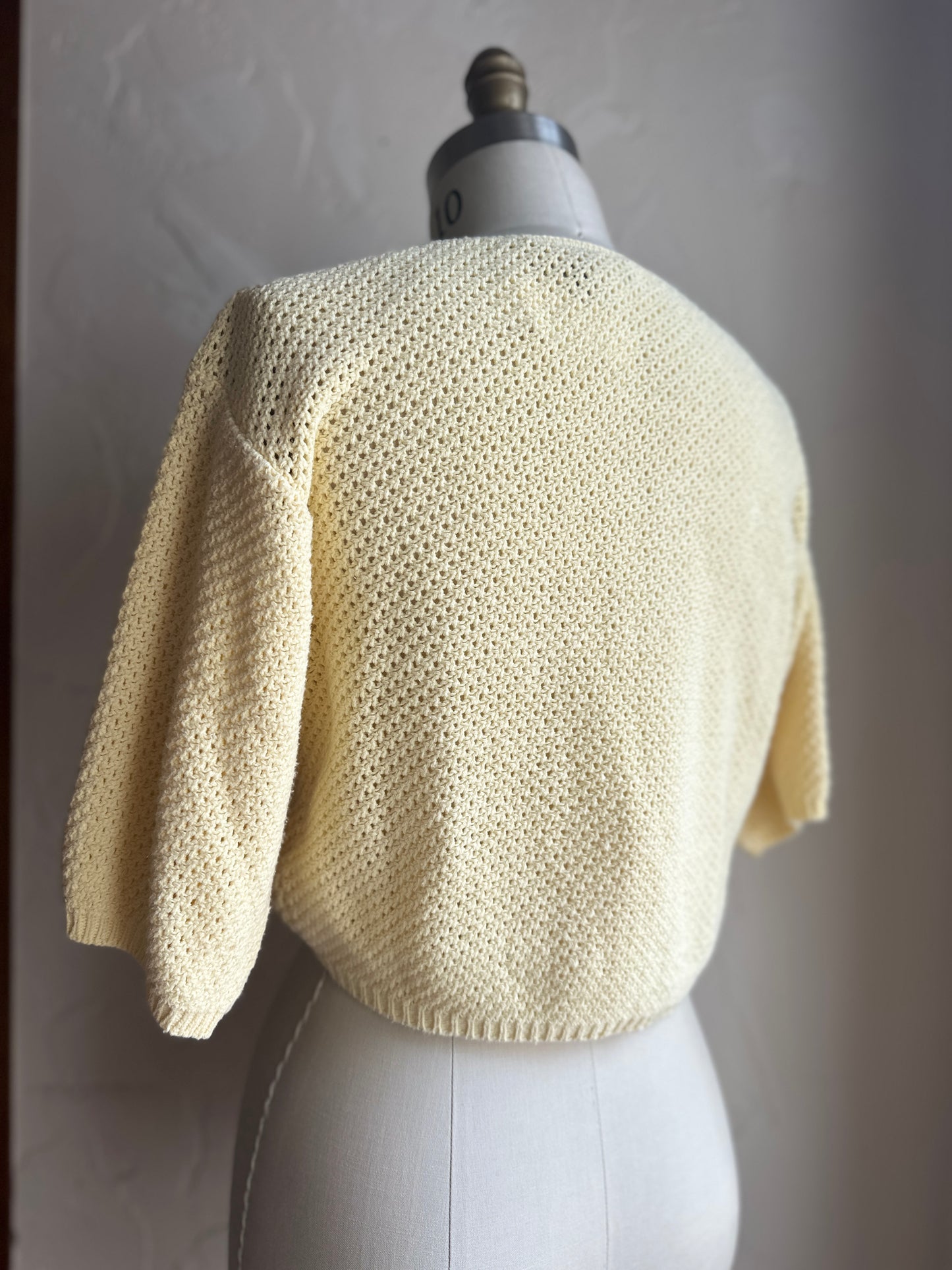 Great Connections Yellow Knit Cropped Short Sleeve Sweater