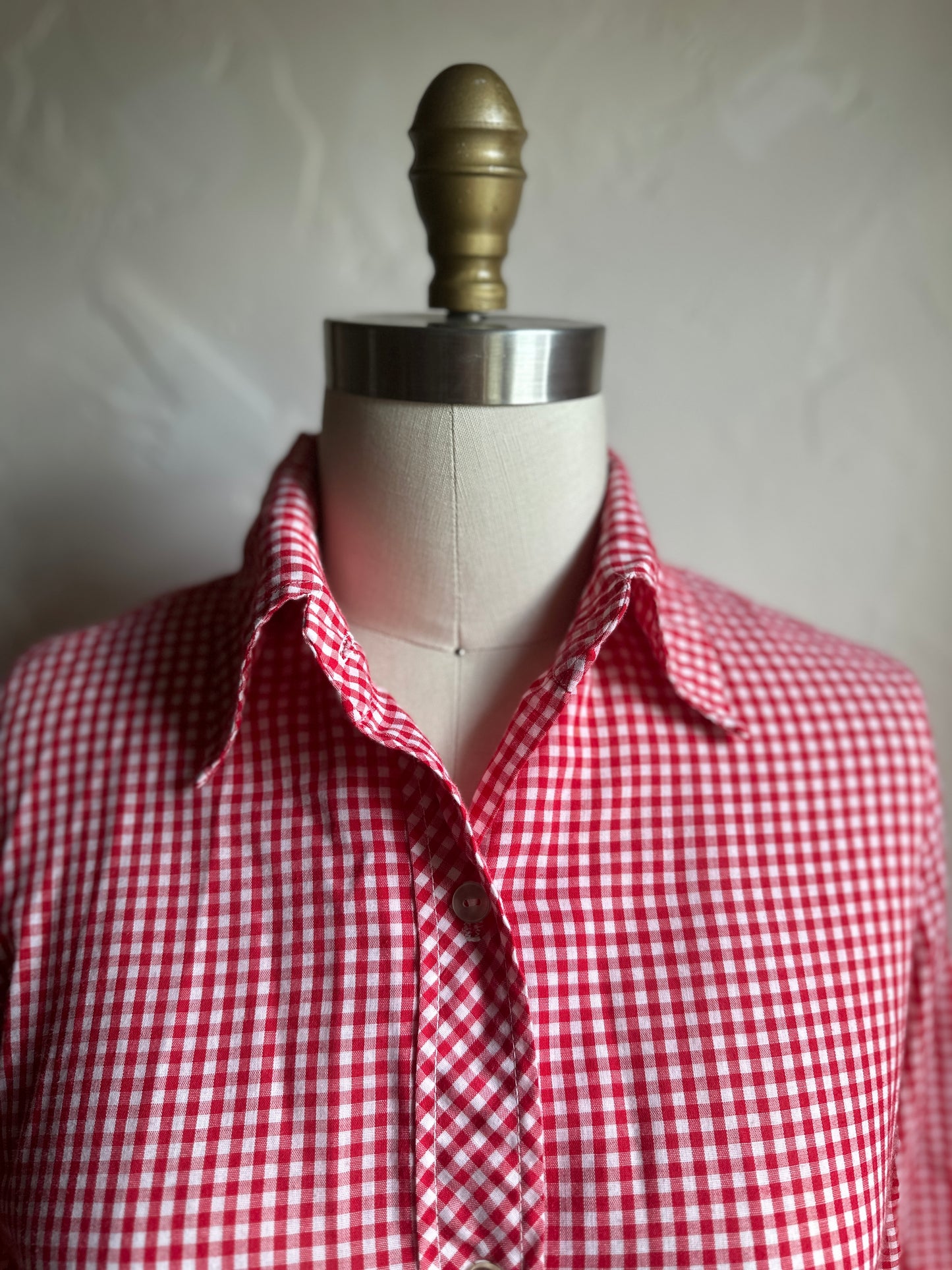 Ma Mere Red Check Button Up Blouse