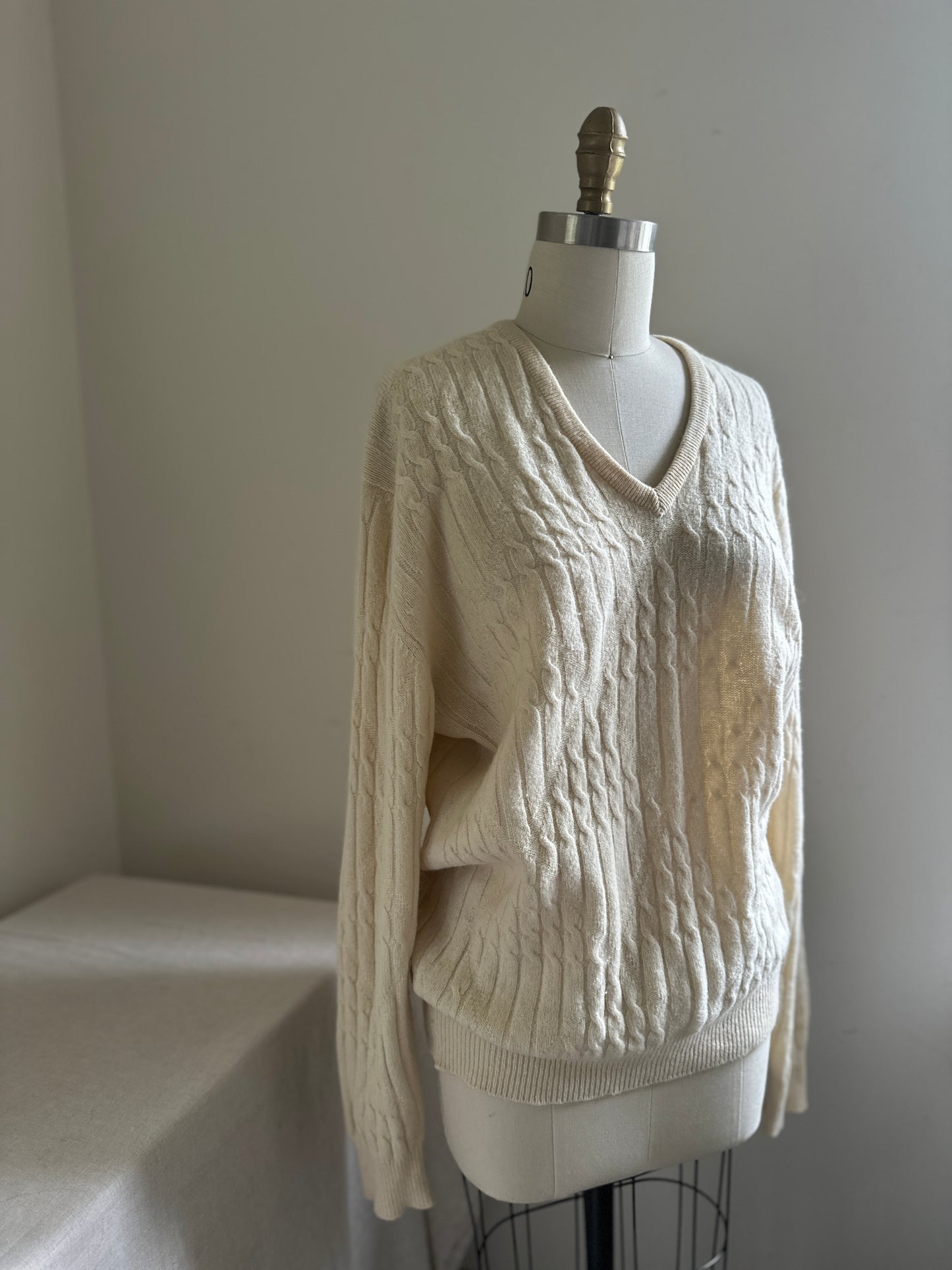 Pringle of Scotland Cream Wool V-Neck Sweater