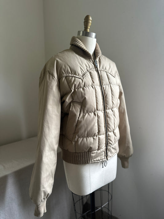 Tempo Goose Down Filled Western Style Khaki Puffy Jacket