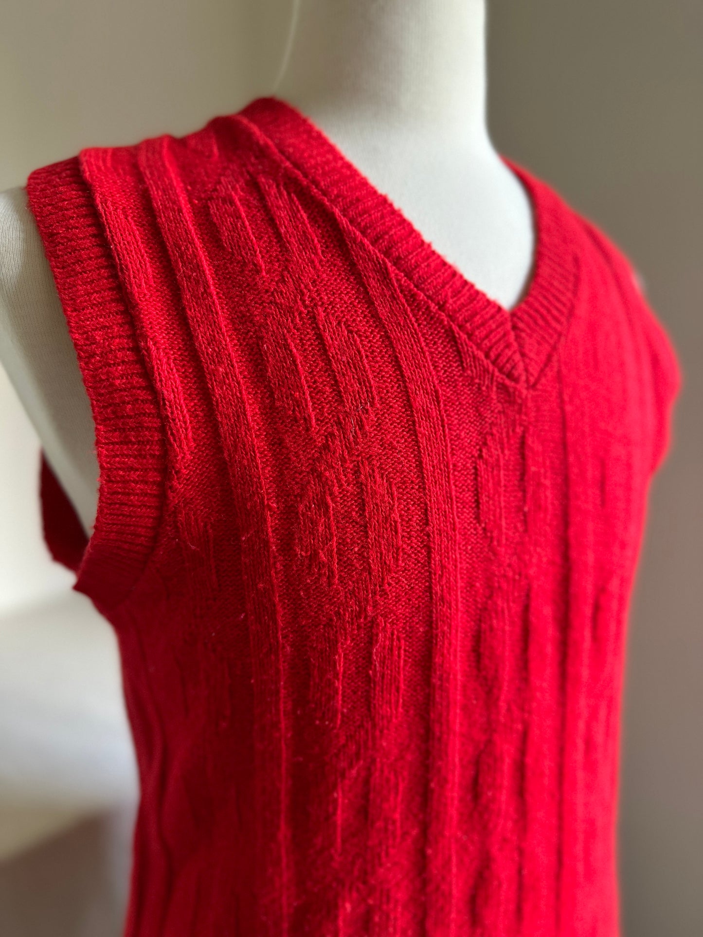 Sears Sportswear Poppin' Red Knit V- Neck Vest