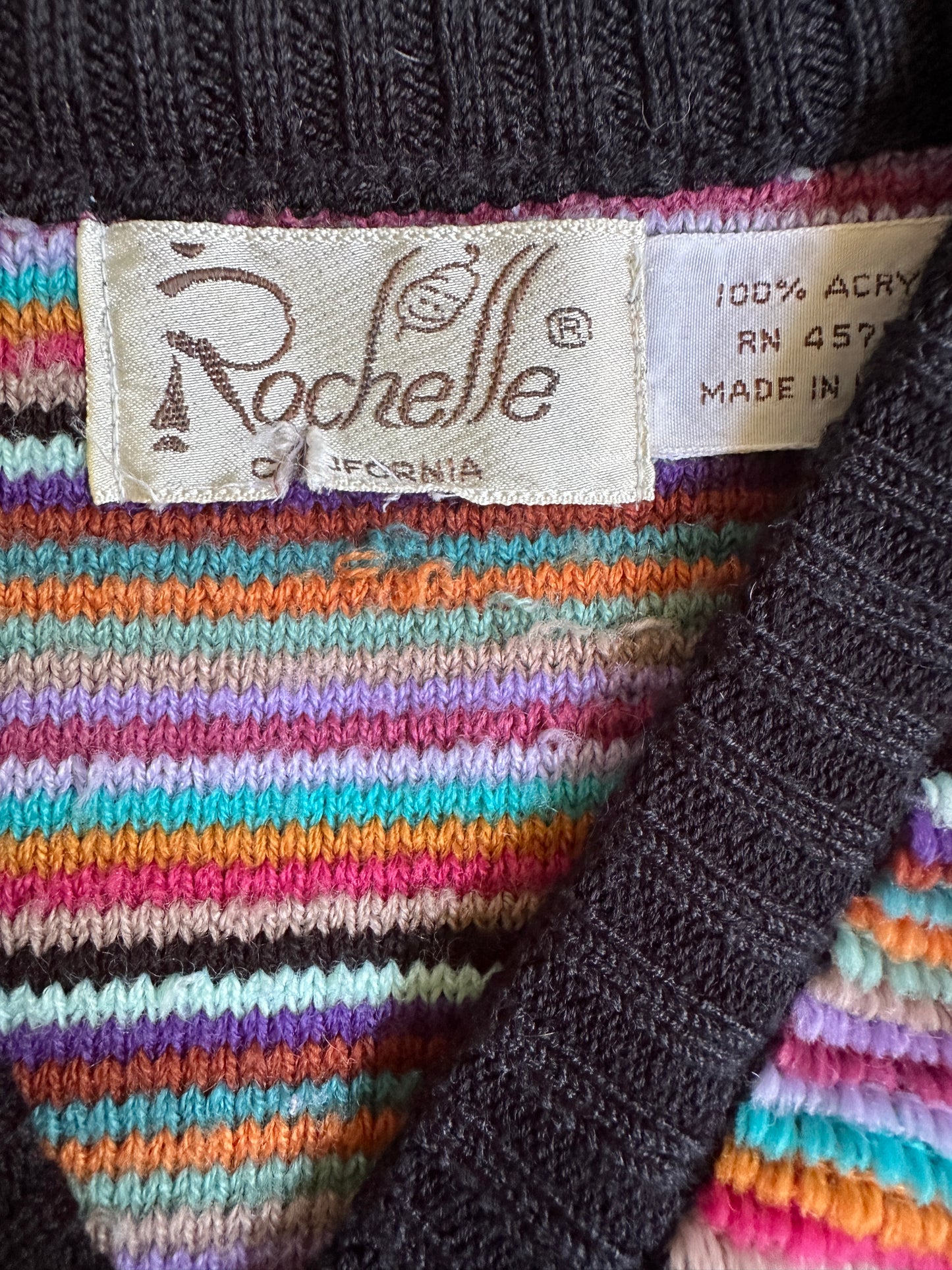 Chenille Strtiped V-Neck Sweater