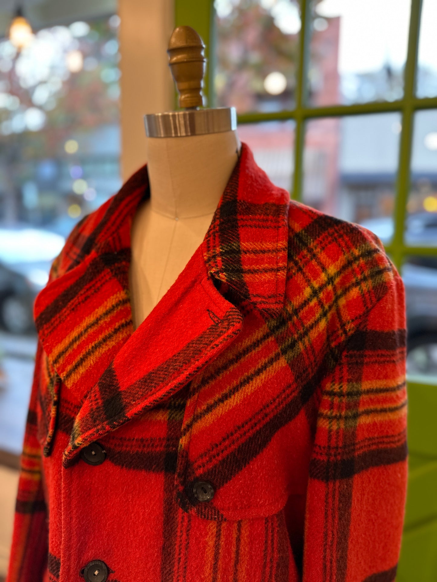 Manhandlers Wool Plaid Button Up Jacket