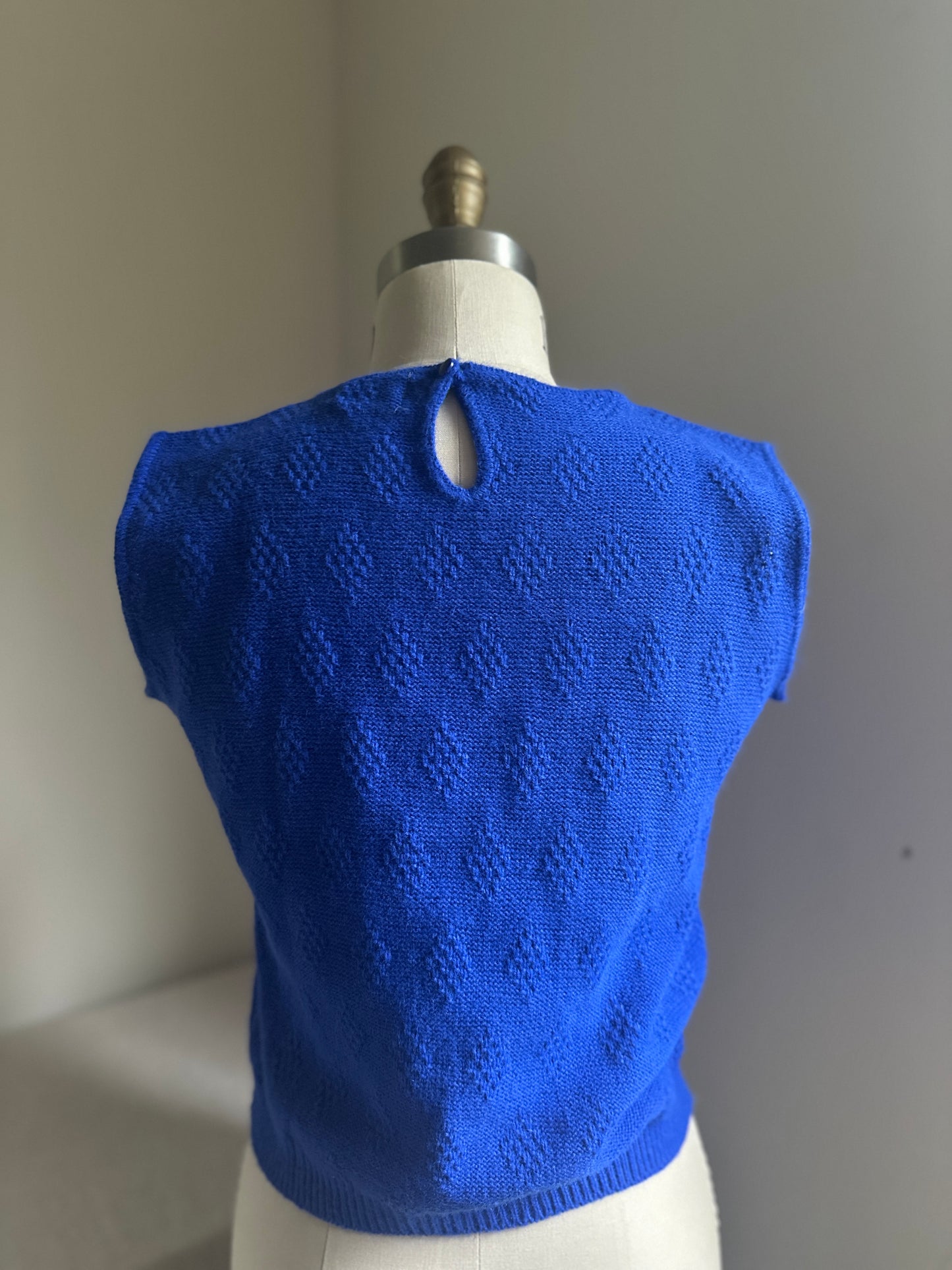 "Helen Sue" Blue Textured Sleeveless Sweater
