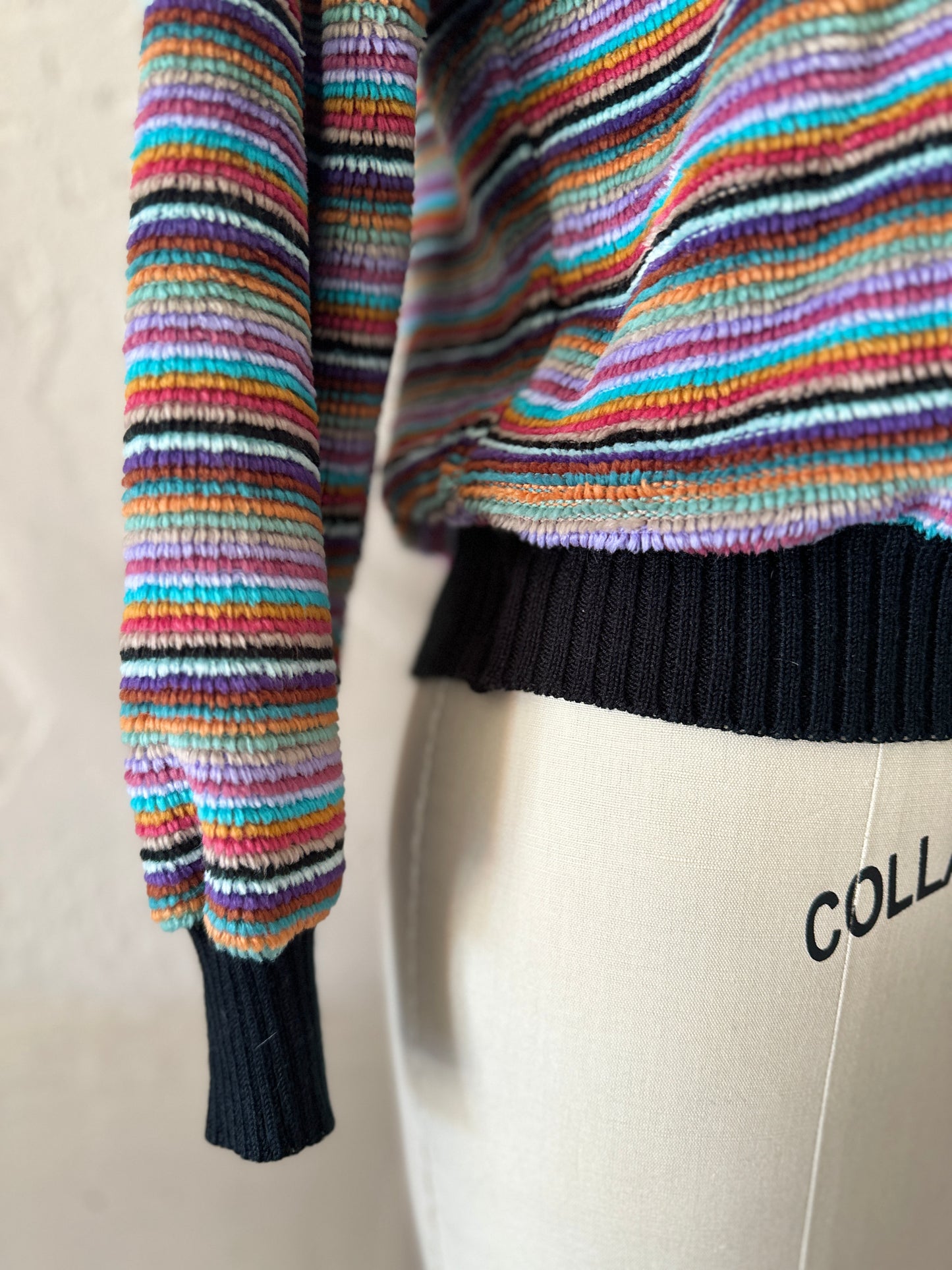 Chenille Strtiped V-Neck Sweater