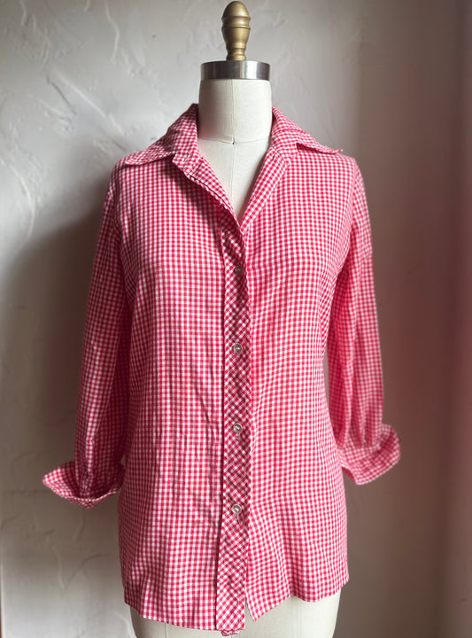 Ma Mere Red Check Button Up Blouse