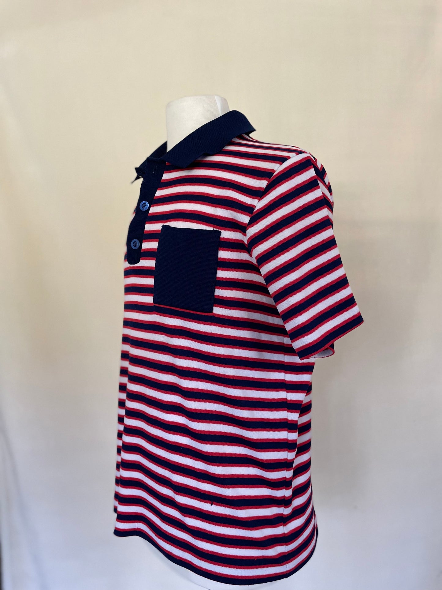 Color-Block Pocket Striped Polo