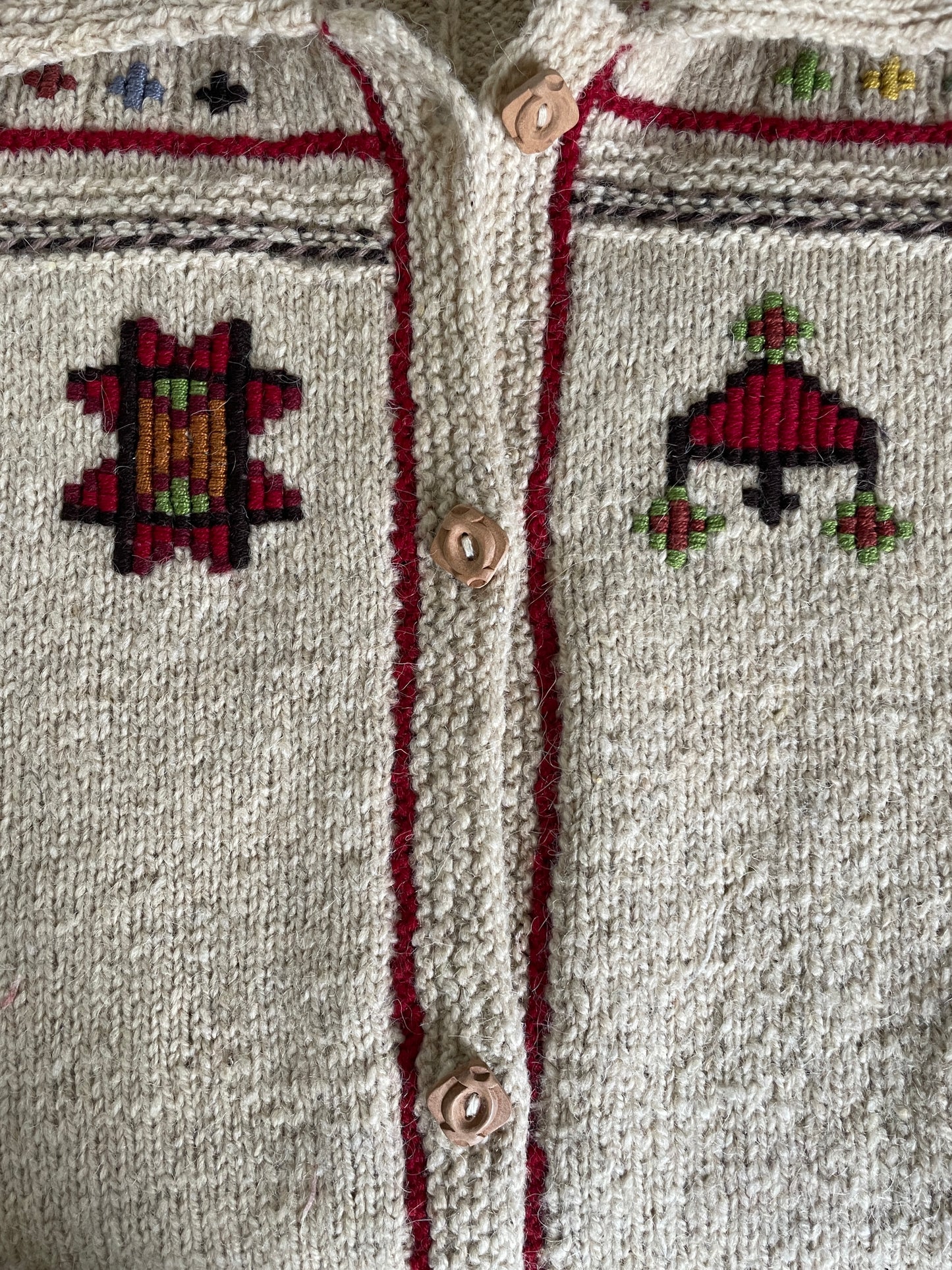 Armenian Hand Knit Folky Wool Embroidered Sweater
