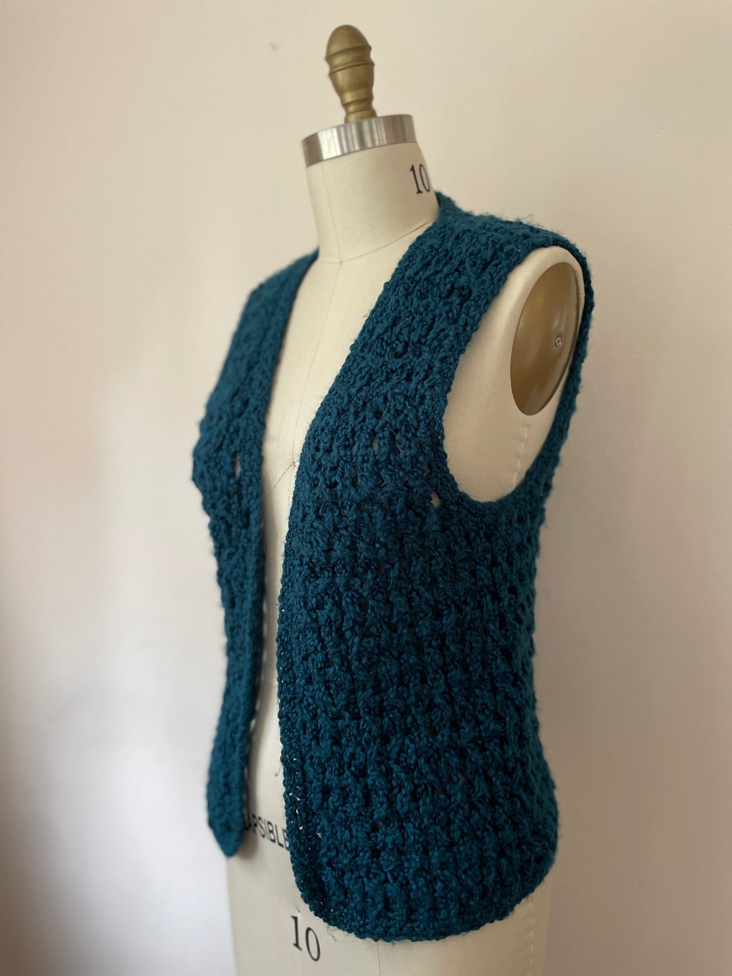 Teal Crochet Vest