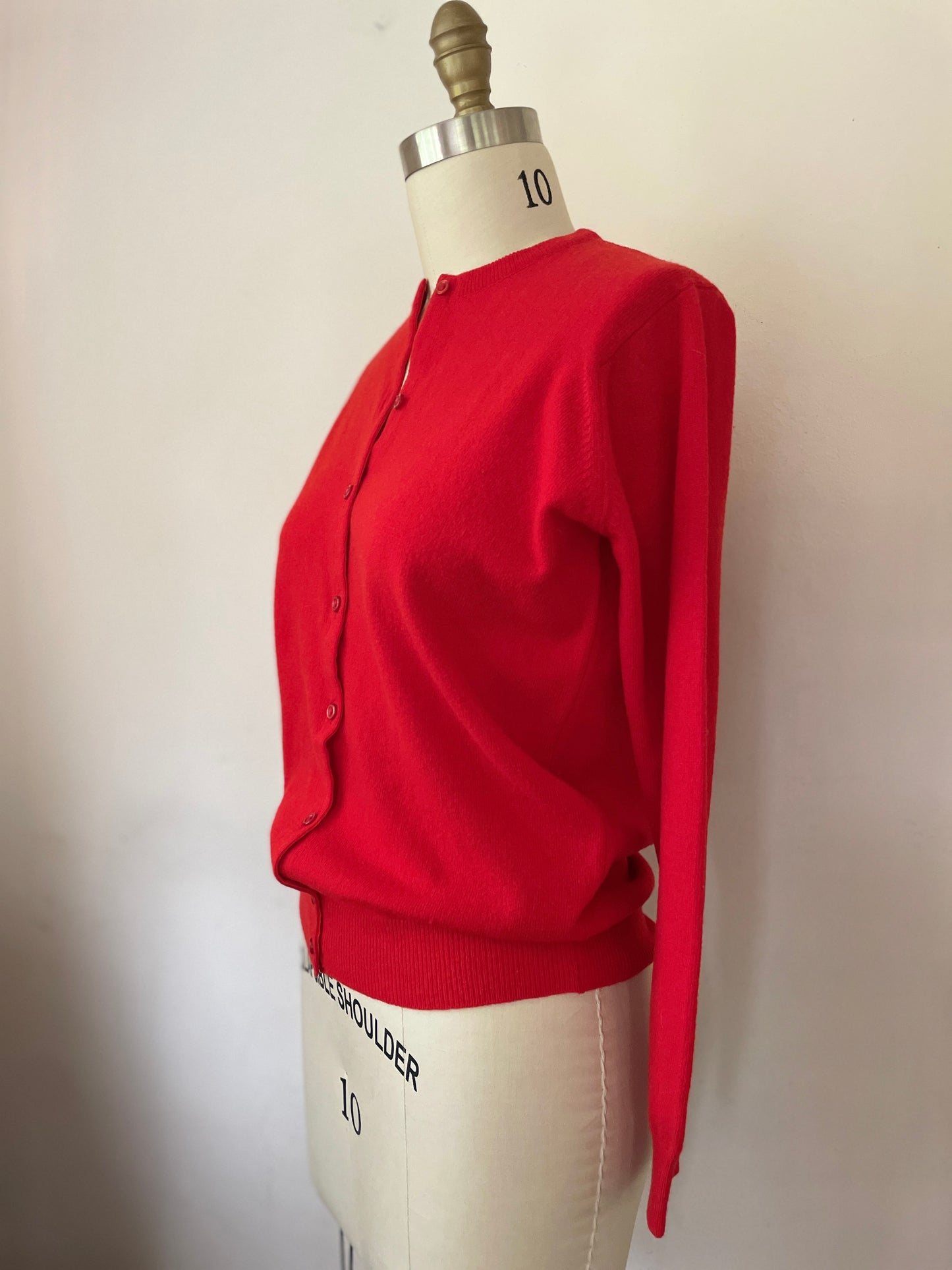 Red Scottish Lambswool Cardigan