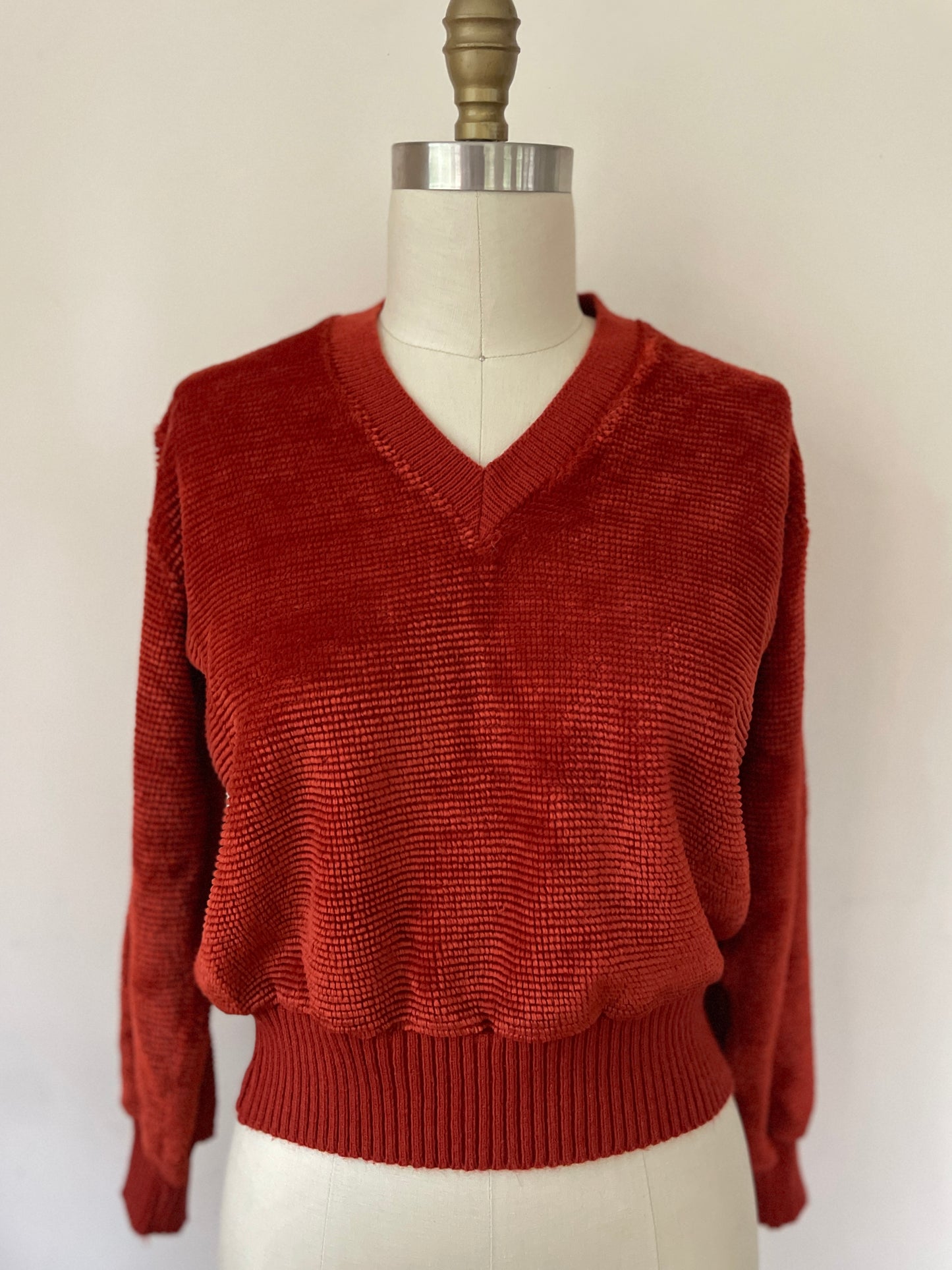 Rusty Red Deep-V Sweater
