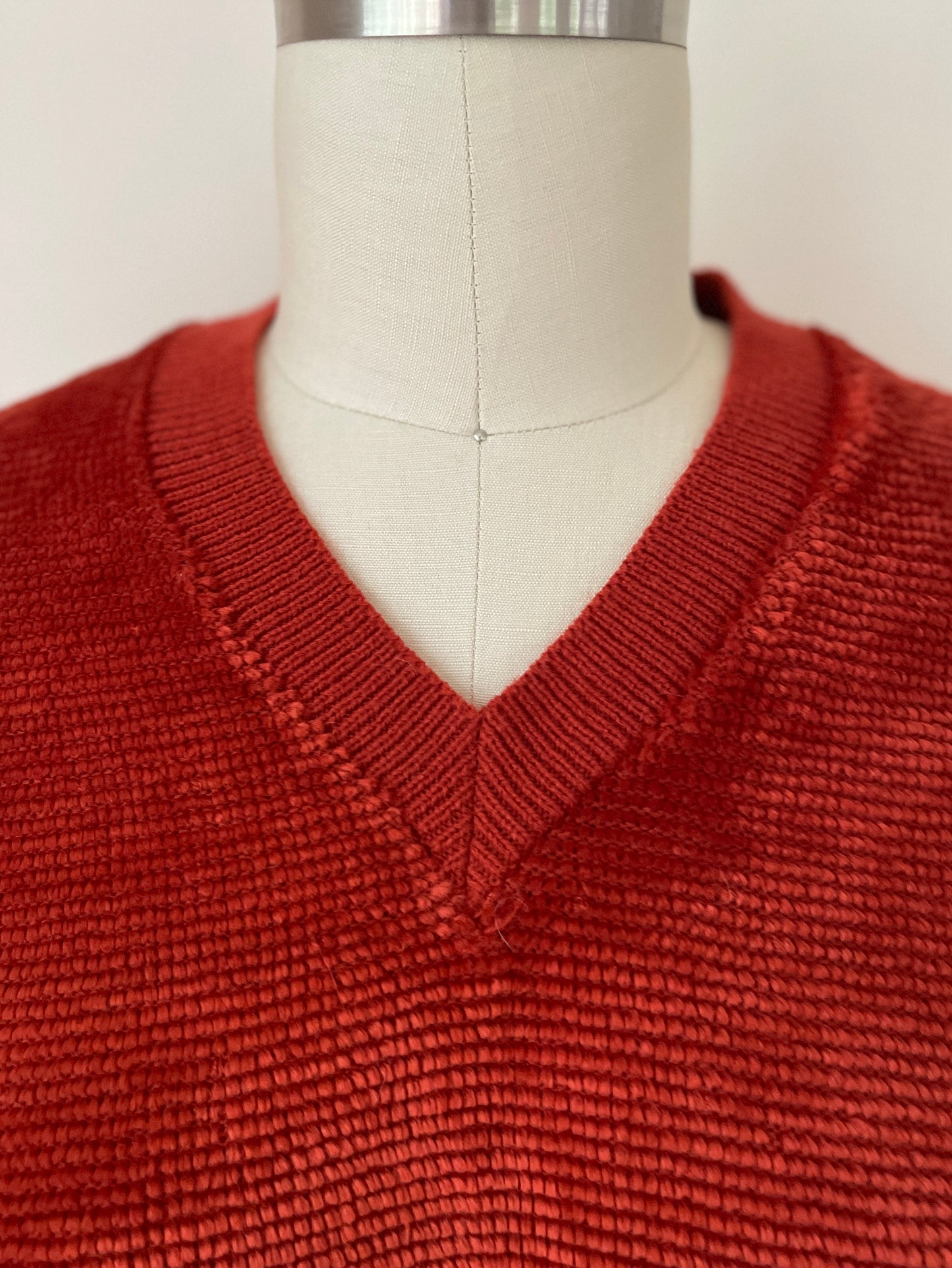 Rusty Red Deep-V Sweater