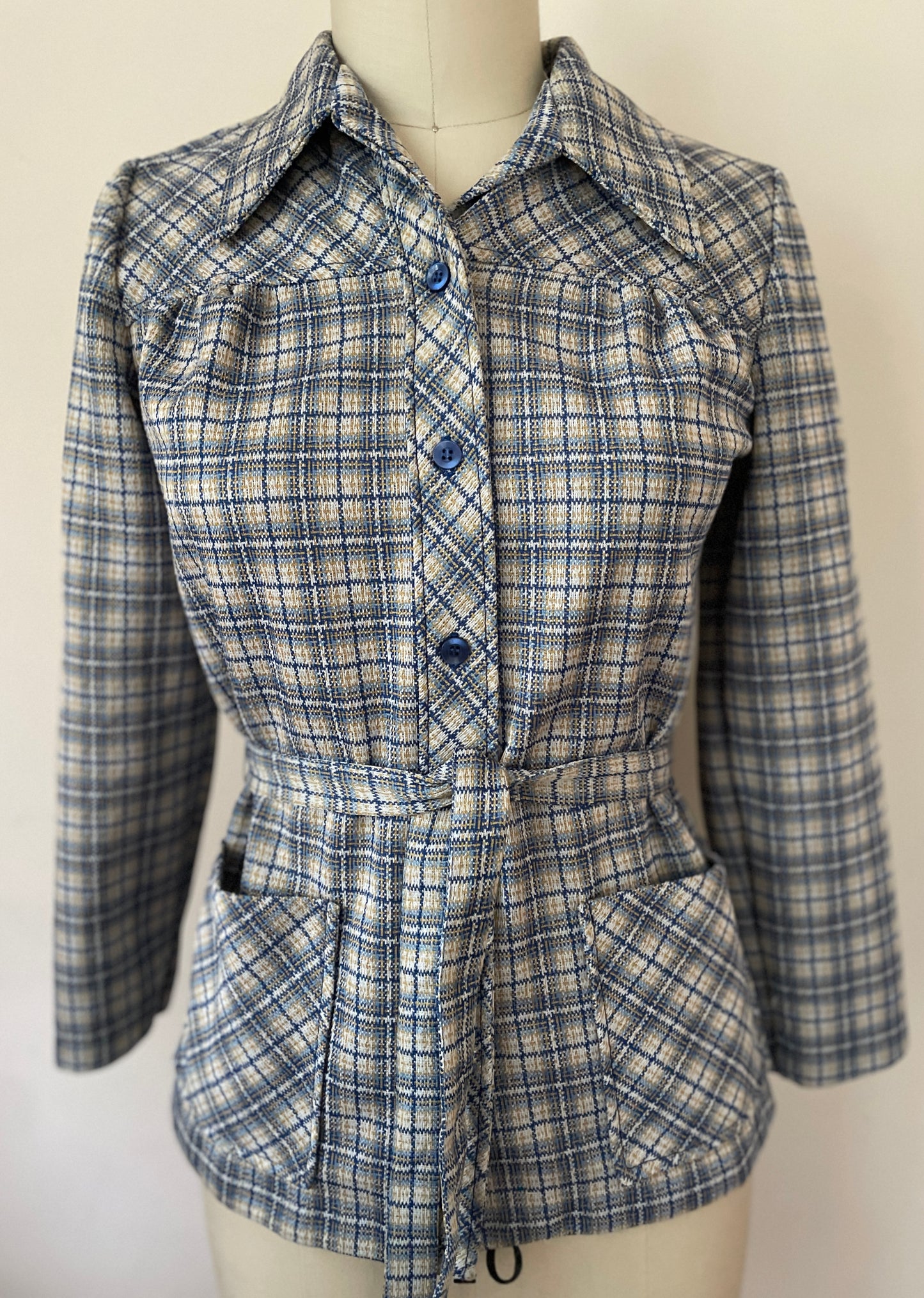 70s Plaid Tied Jacket