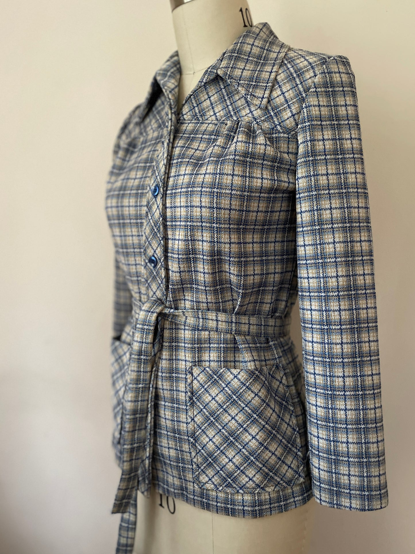 70s Plaid Tied Jacket
