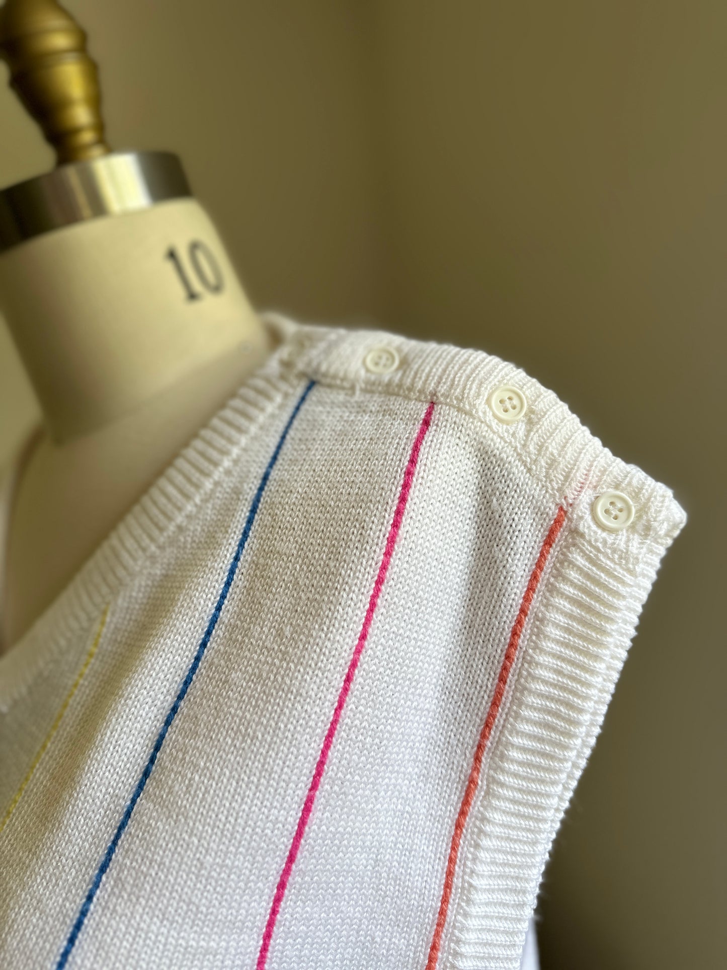 Jantzen White Colored Stripe V-Neck sweater