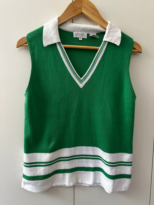 Jeanne Pierre Green Sleeveless V-Neck