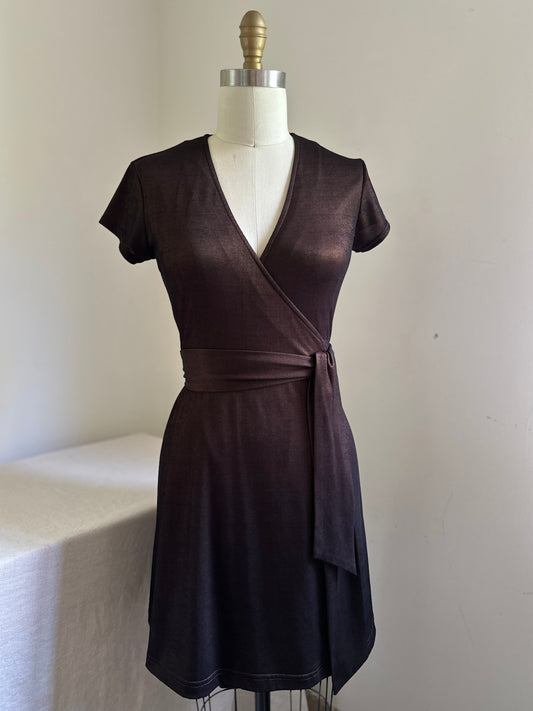 Esprit de Corp Shimmery Brown Wrap Dress