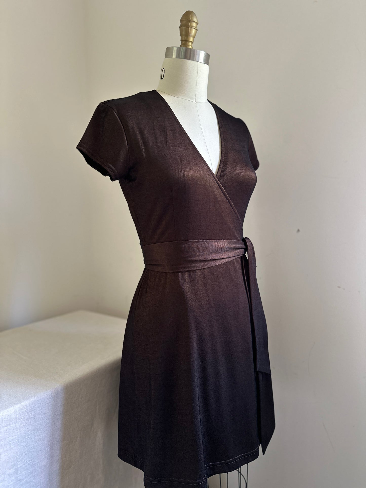 Esprit de Corp Shimmery Brown Wrap Dress