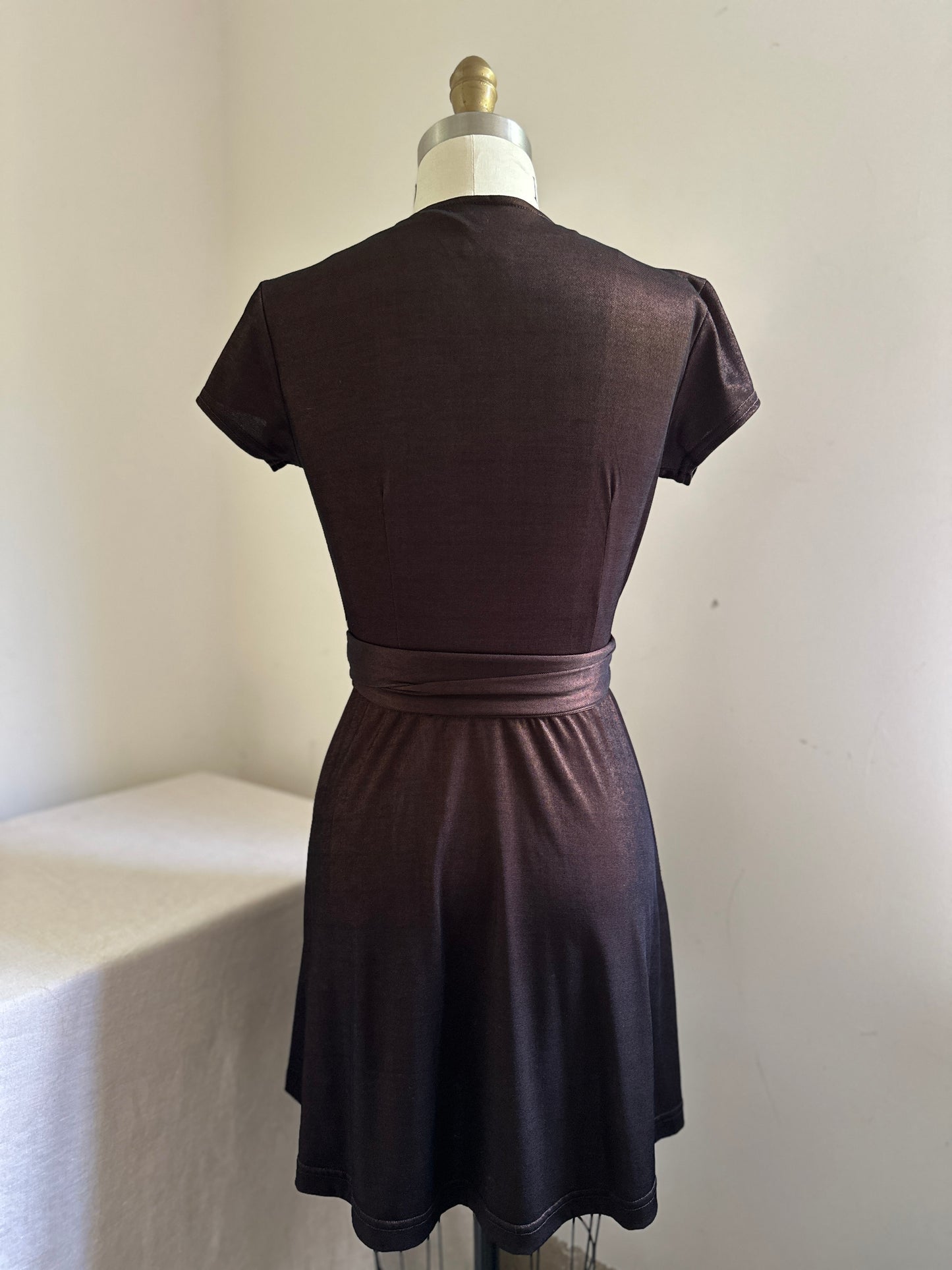 Esprit de Corp Shimmery Brown Wrap Dress